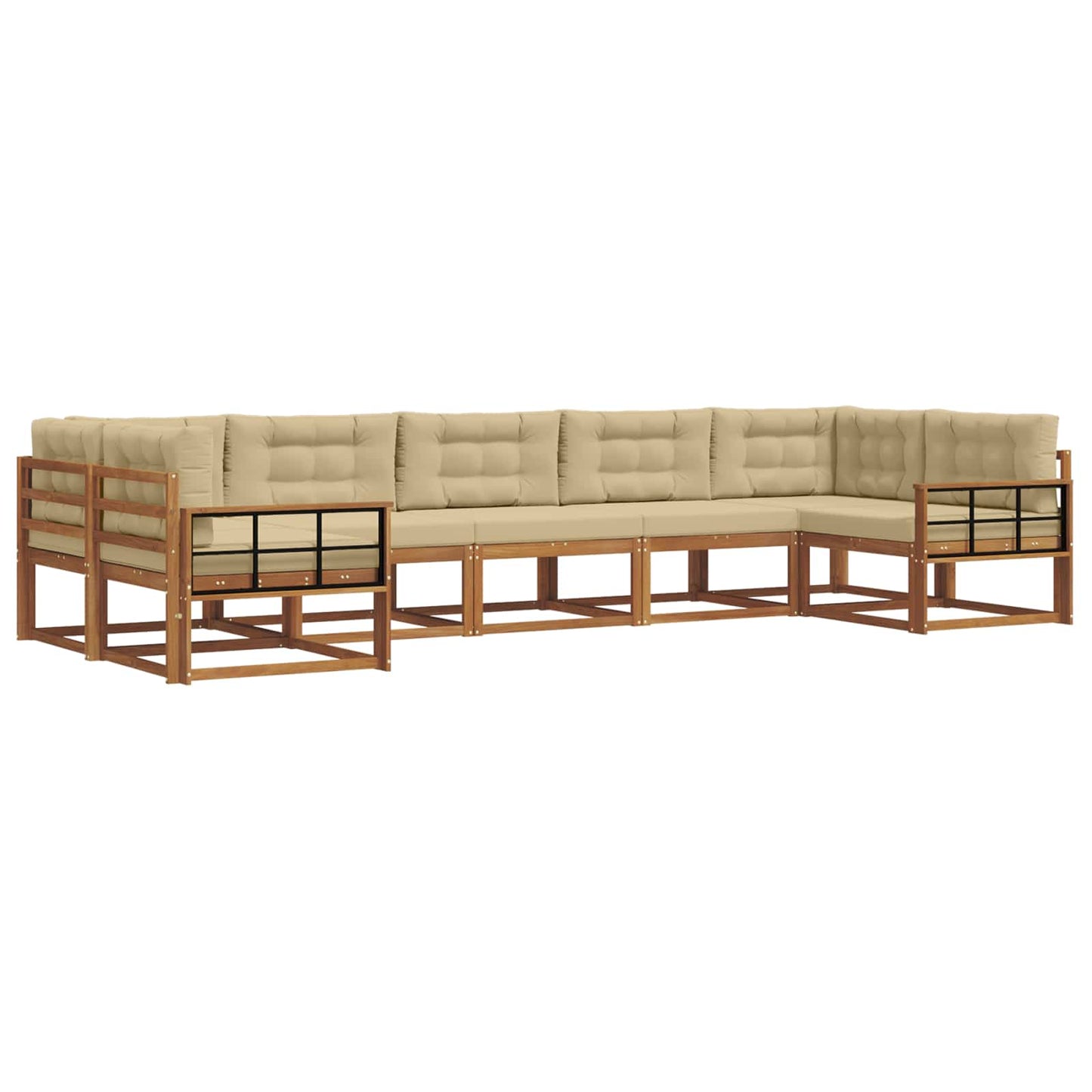 Outdoor-Sofagarnitur mit Kissen 7 pcs Natur und Beige