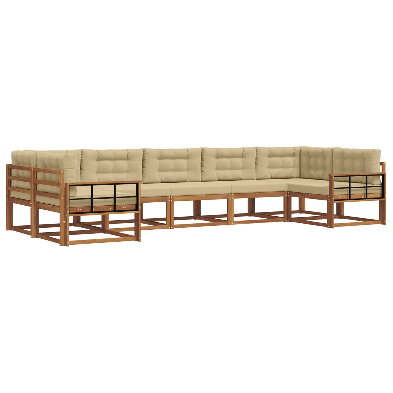 Outdoor-Sofagarnitur mit Kissen 7 pcs Natur und Beige
