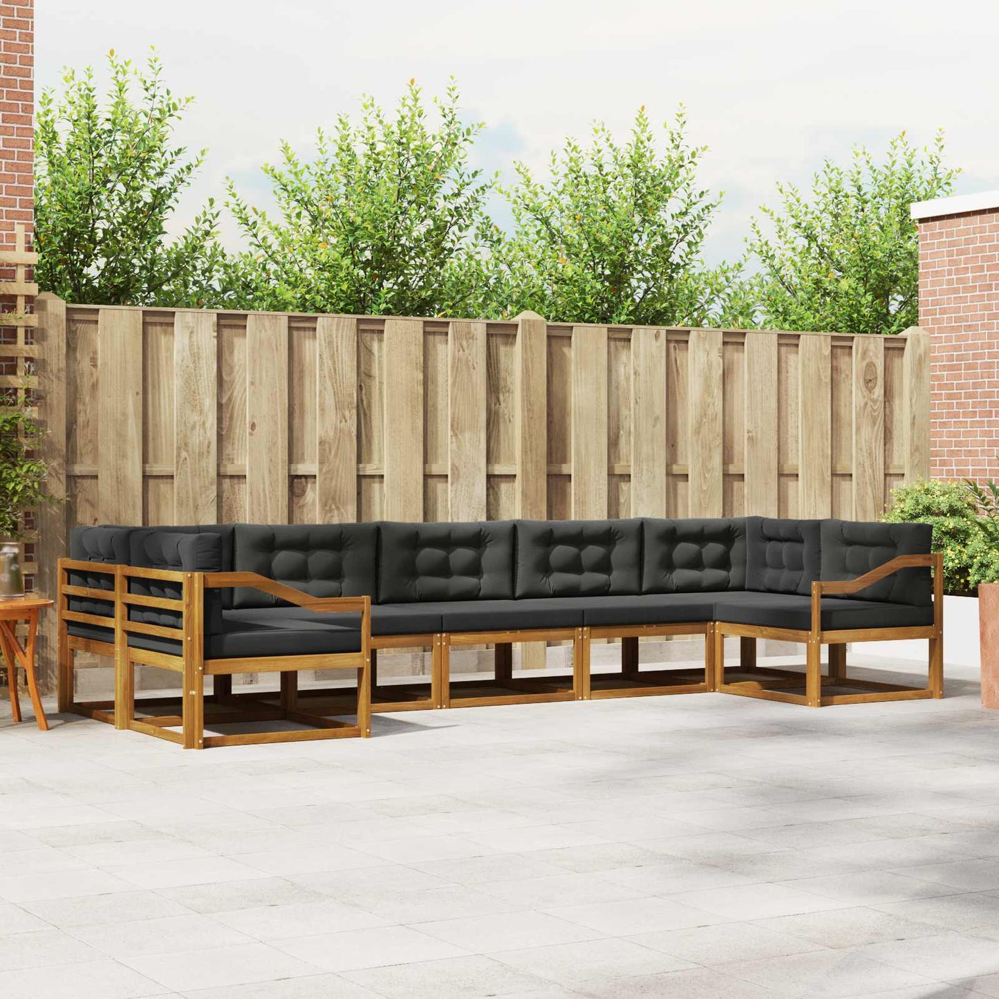 Outdoor-Sofagarnitur 7 stk. Natur und Anthrazit