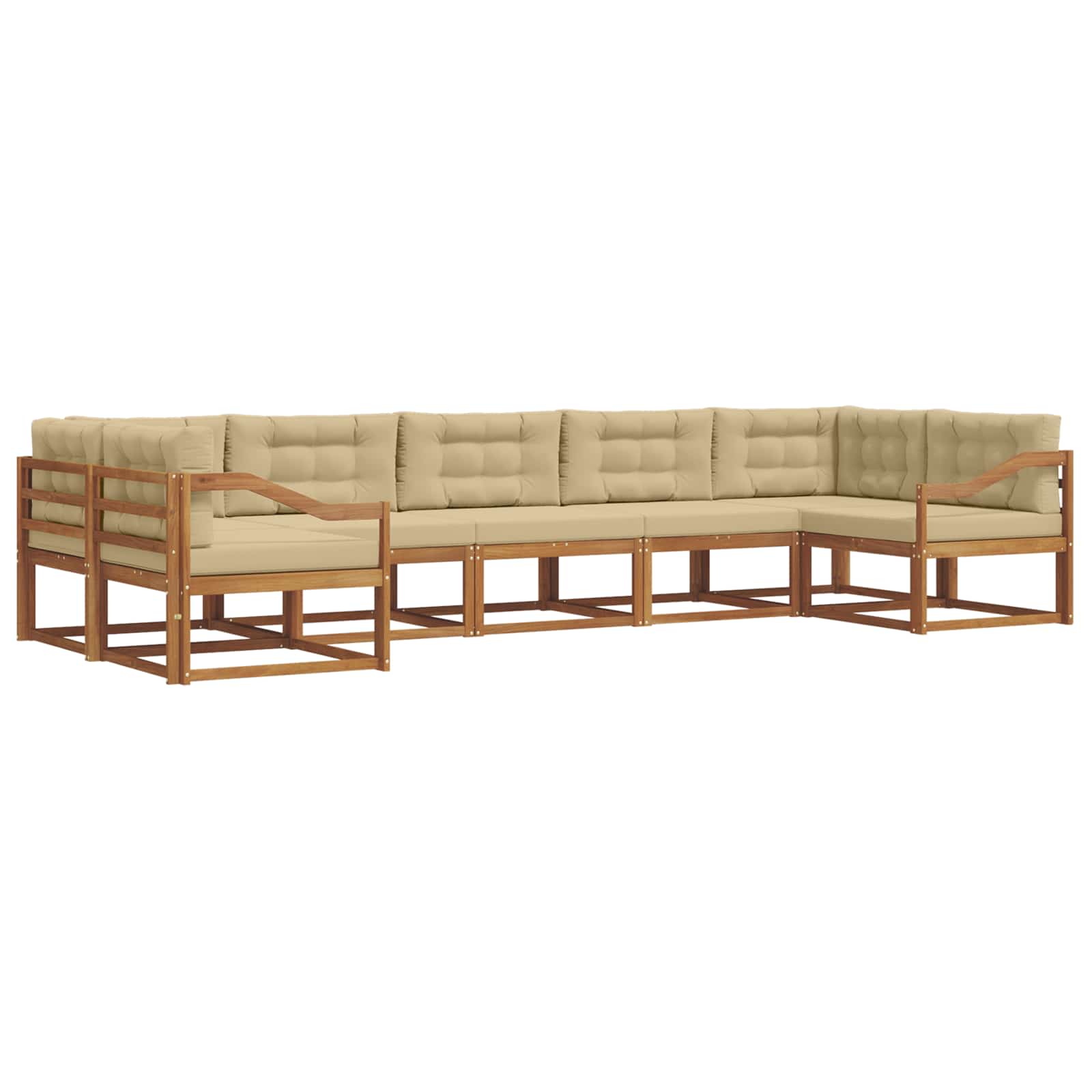 Outdoor-Sofagarnitur mit Kissen 7 pcs Natur und Beige