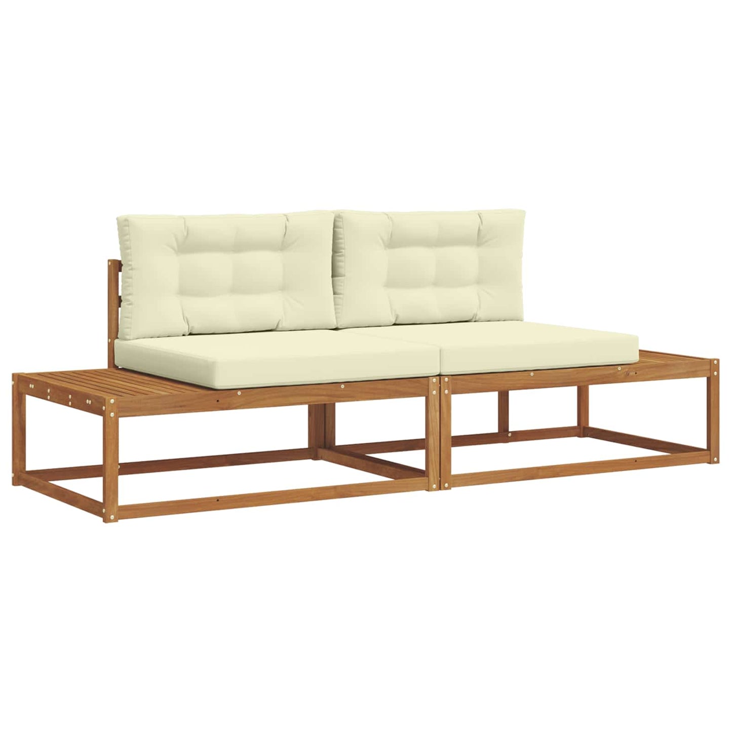 Outdoor-Sofagarnitur mit Kissen Natur und Creme