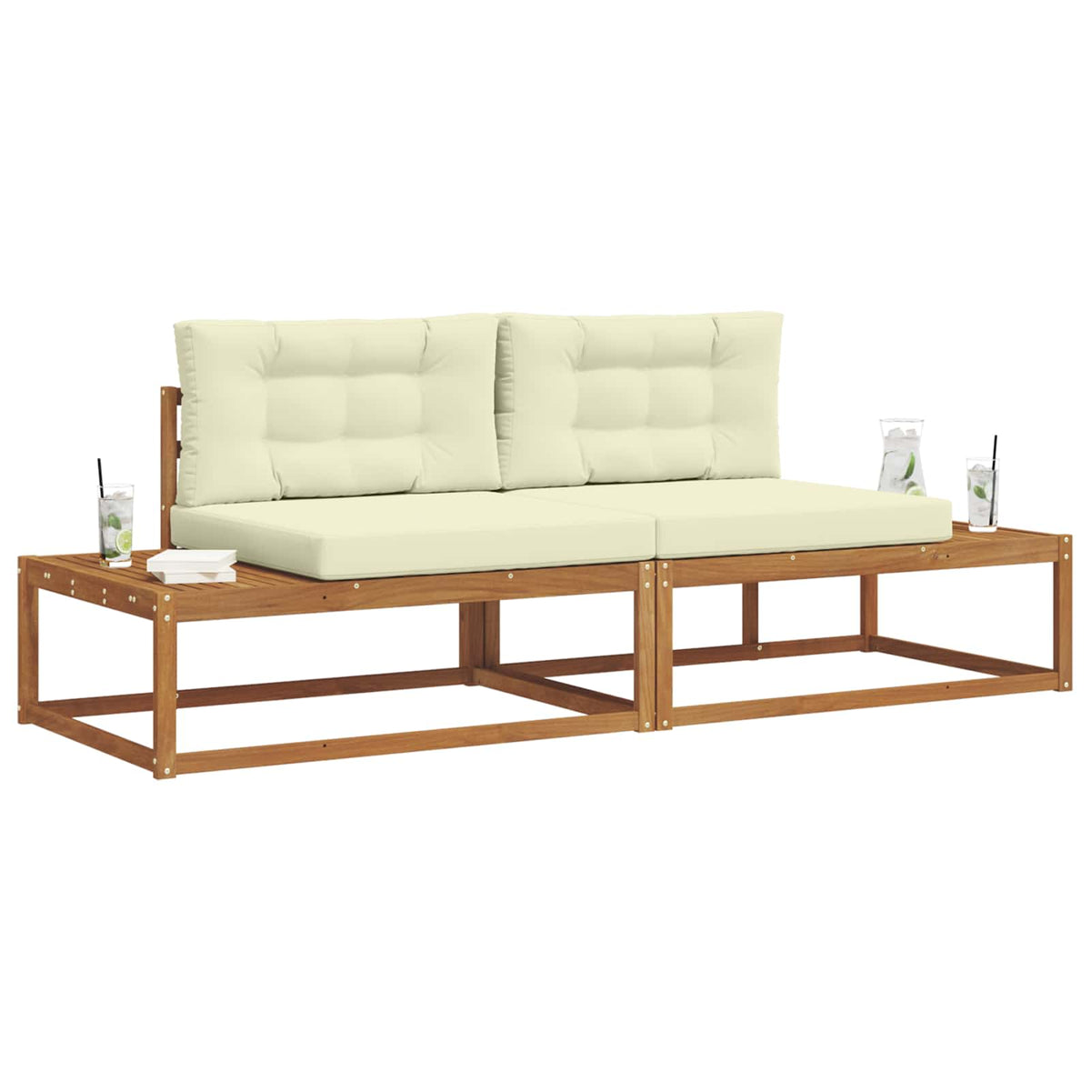 Outdoor-Sofagarnitur Massives Akazienholz und Polyester