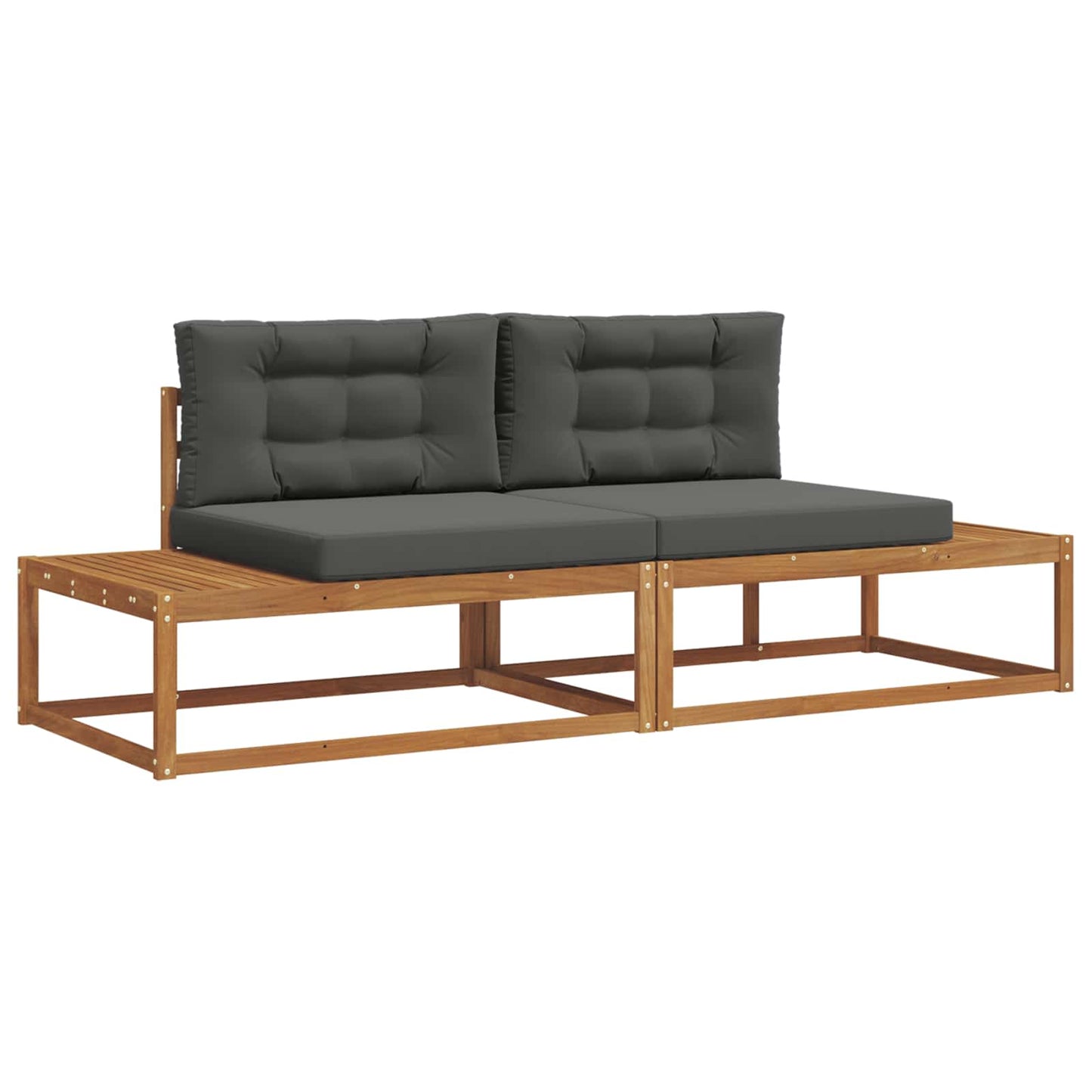 Outdoor-Sofagarnitur mit Kissen Natur und Anthrazit