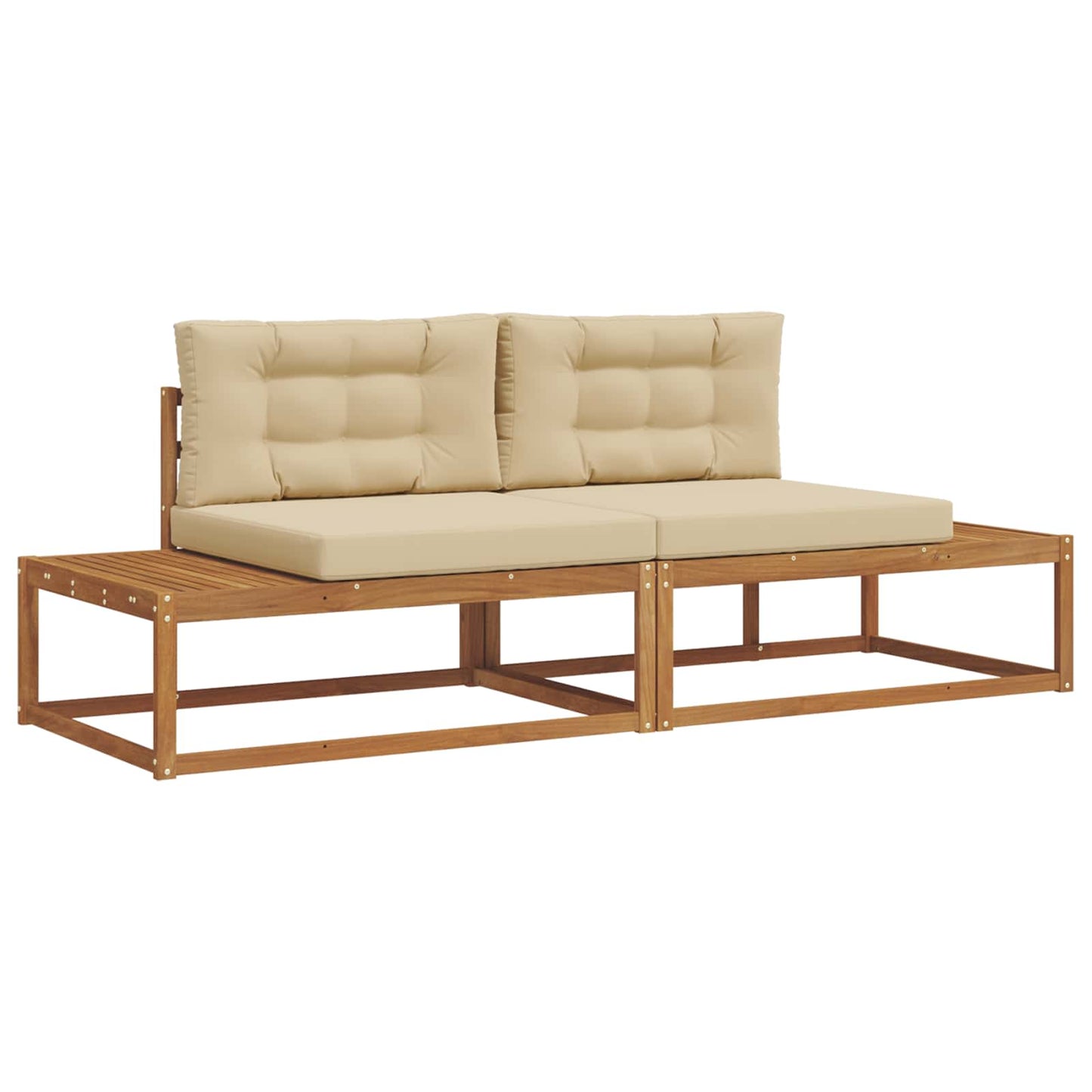 Outdoor-Sofagarnitur mit Kissen Natur und Beige