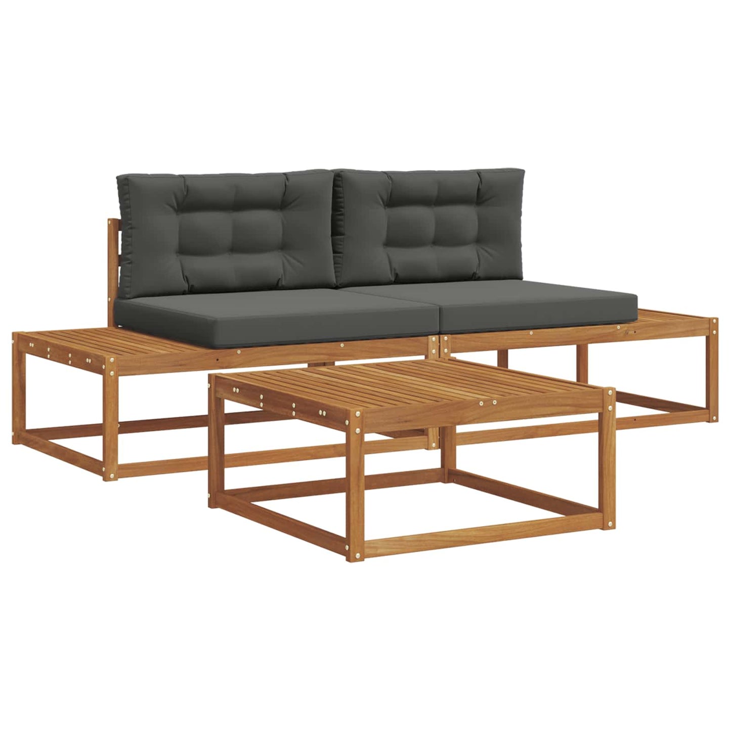 Outdoor-Sofagarnitur mit Kissen Natur und Anthrazit