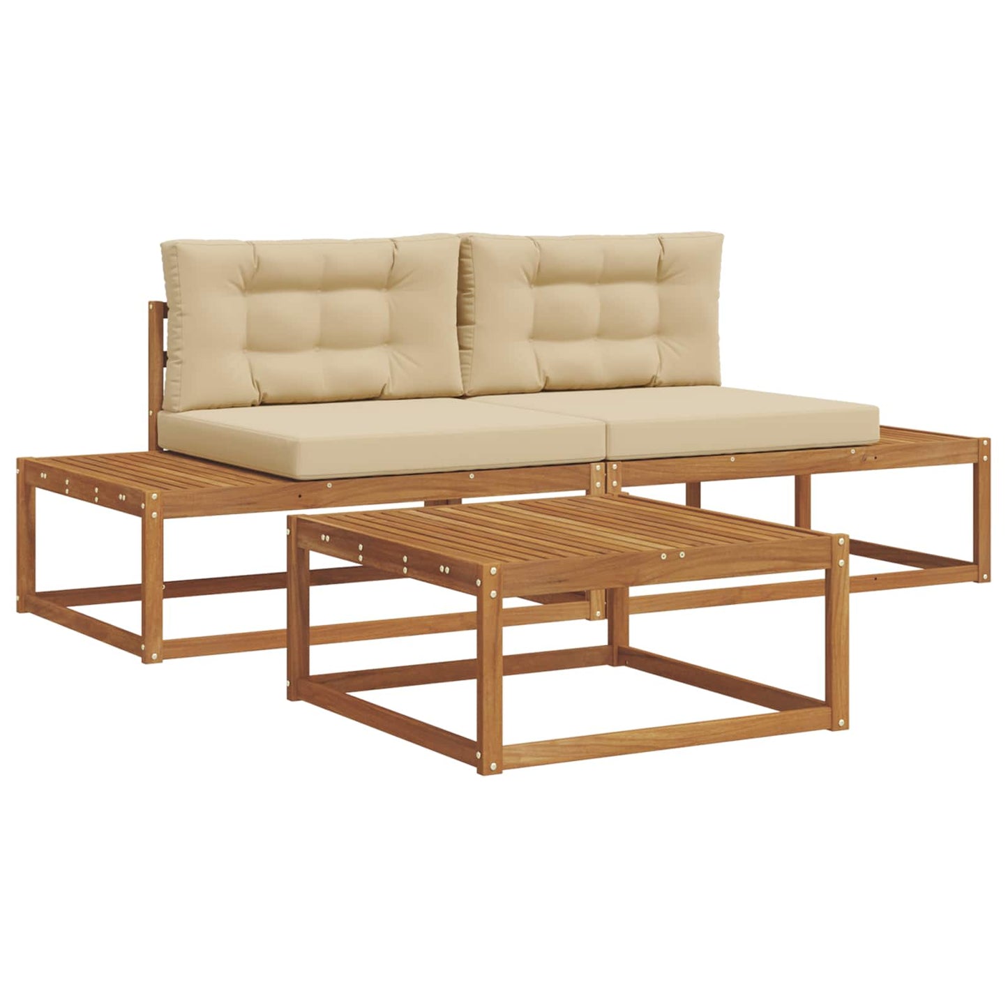 Outdoor-Sofagarnitur mit Kissen Natur und Beige