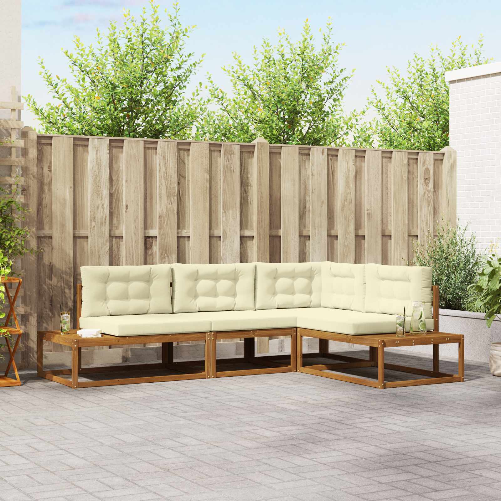 Outdoor-Sofagarnitur Natur und Creme