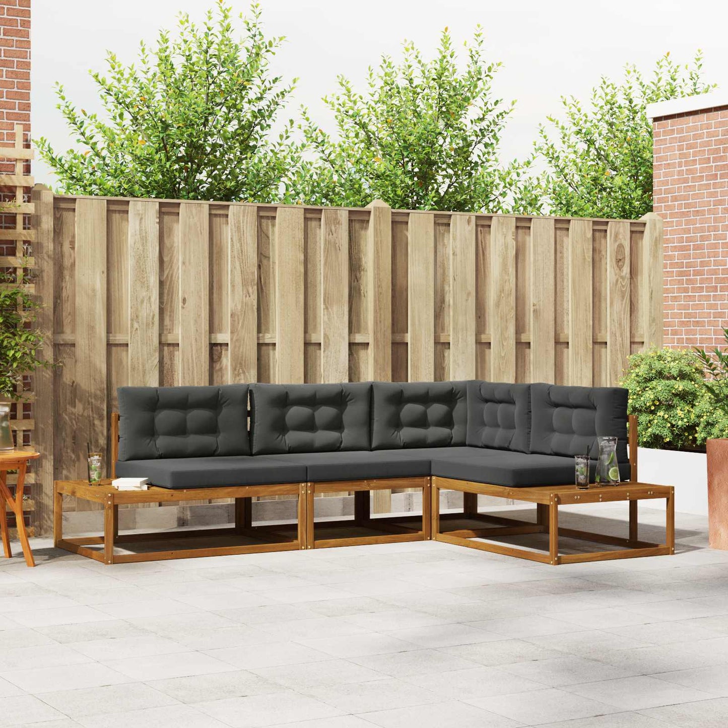 Outdoor-Sofagarnitur Natur und Anthrazit