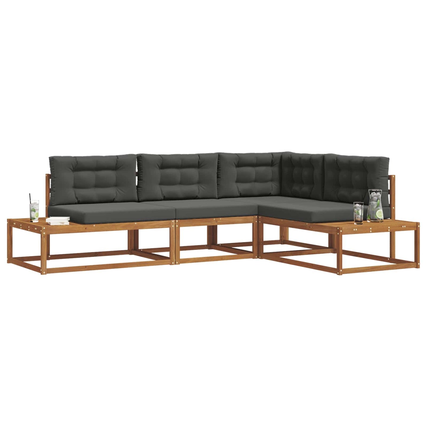 Outdoor-Sofagarnitur Natur und Anthrazit