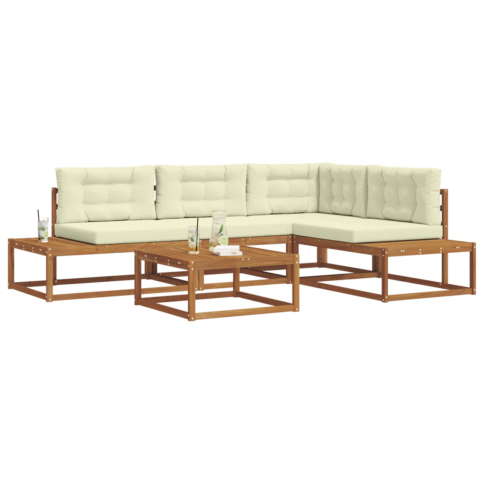 Outdoor-Sofagarnitur Natur und Creme