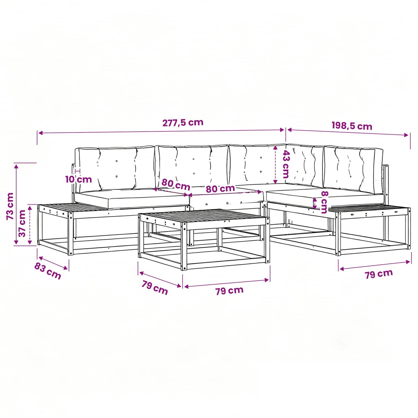 Outdoor-Sofagarnitur Natur und Beige