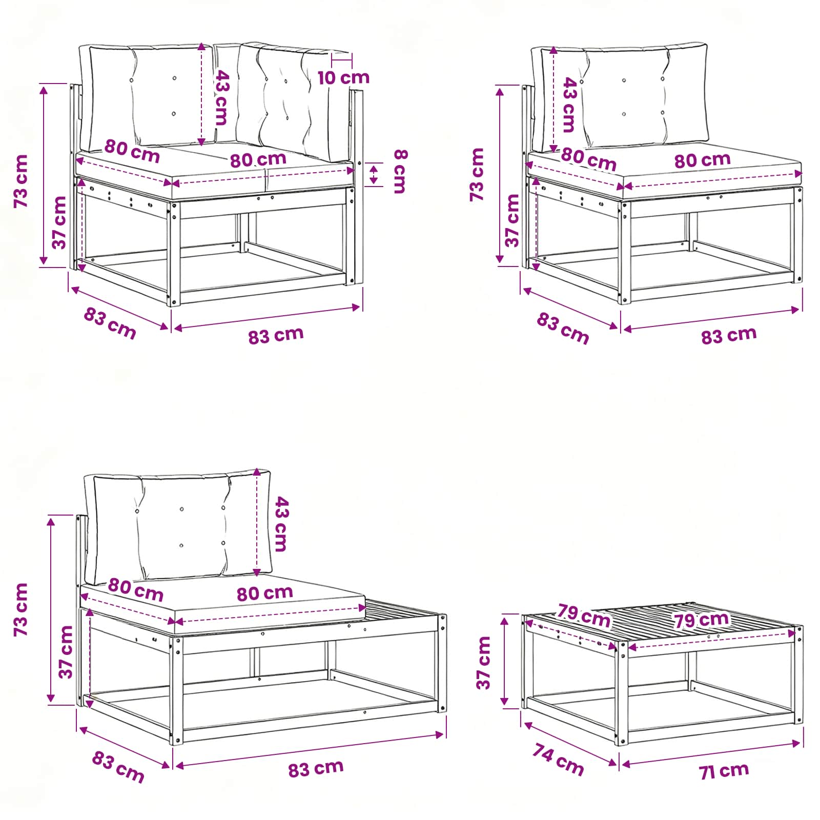 Outdoor-Sofagarnitur Natur und Beige