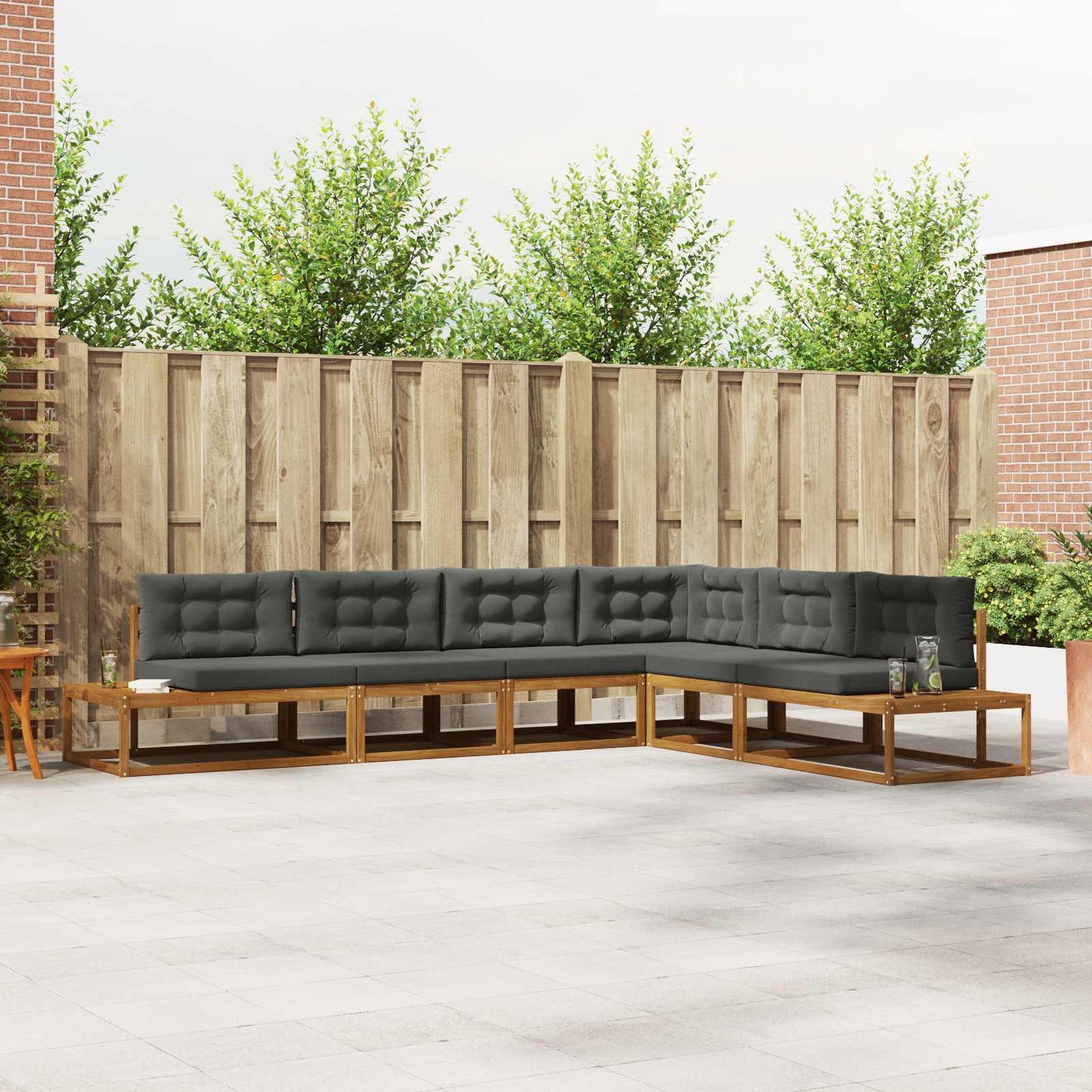 Outdoor-Sofagarnitur 6 Stk. Natur und Anthrazit