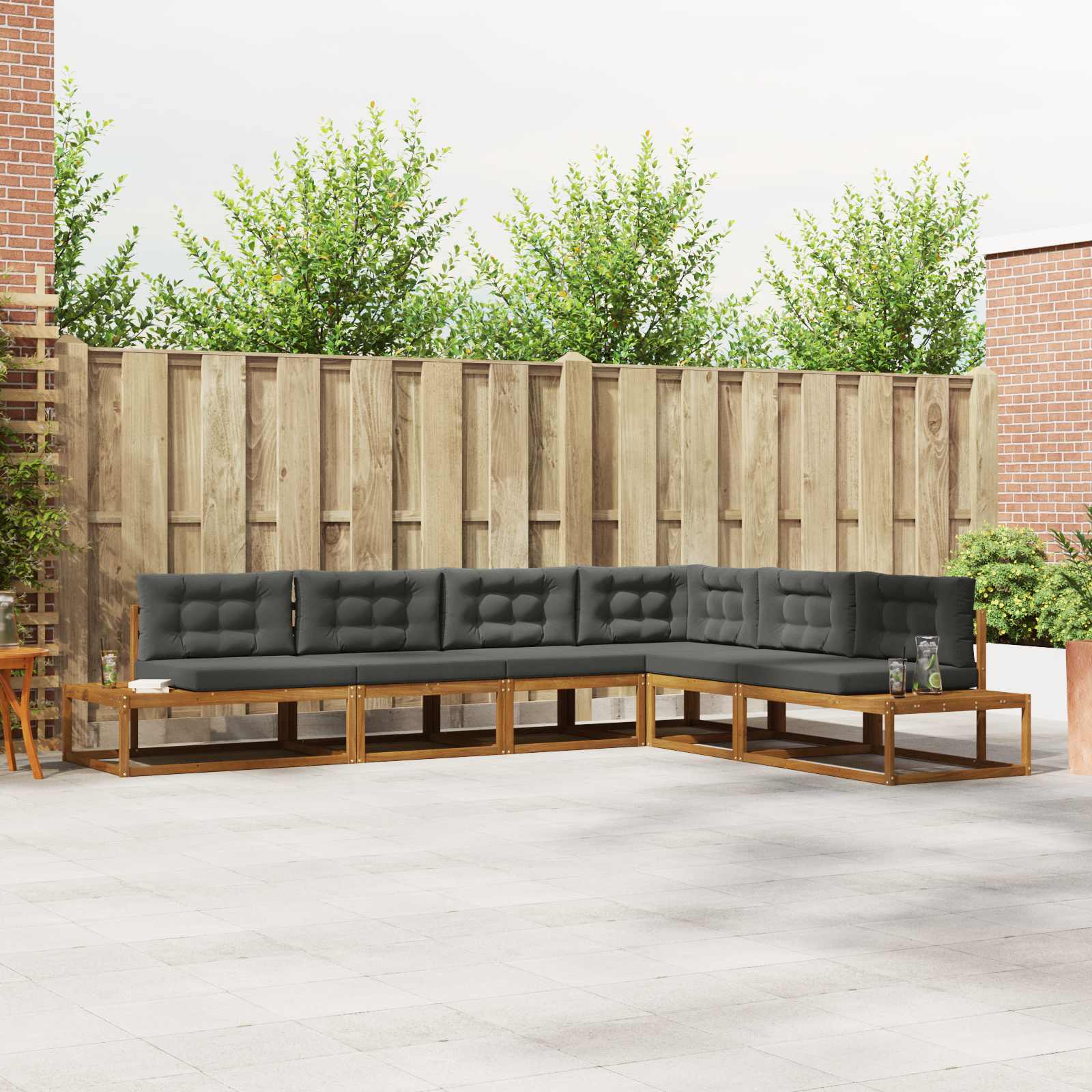 Outdoor-Sofagarnitur 6 Stk. Natur und Anthrazit