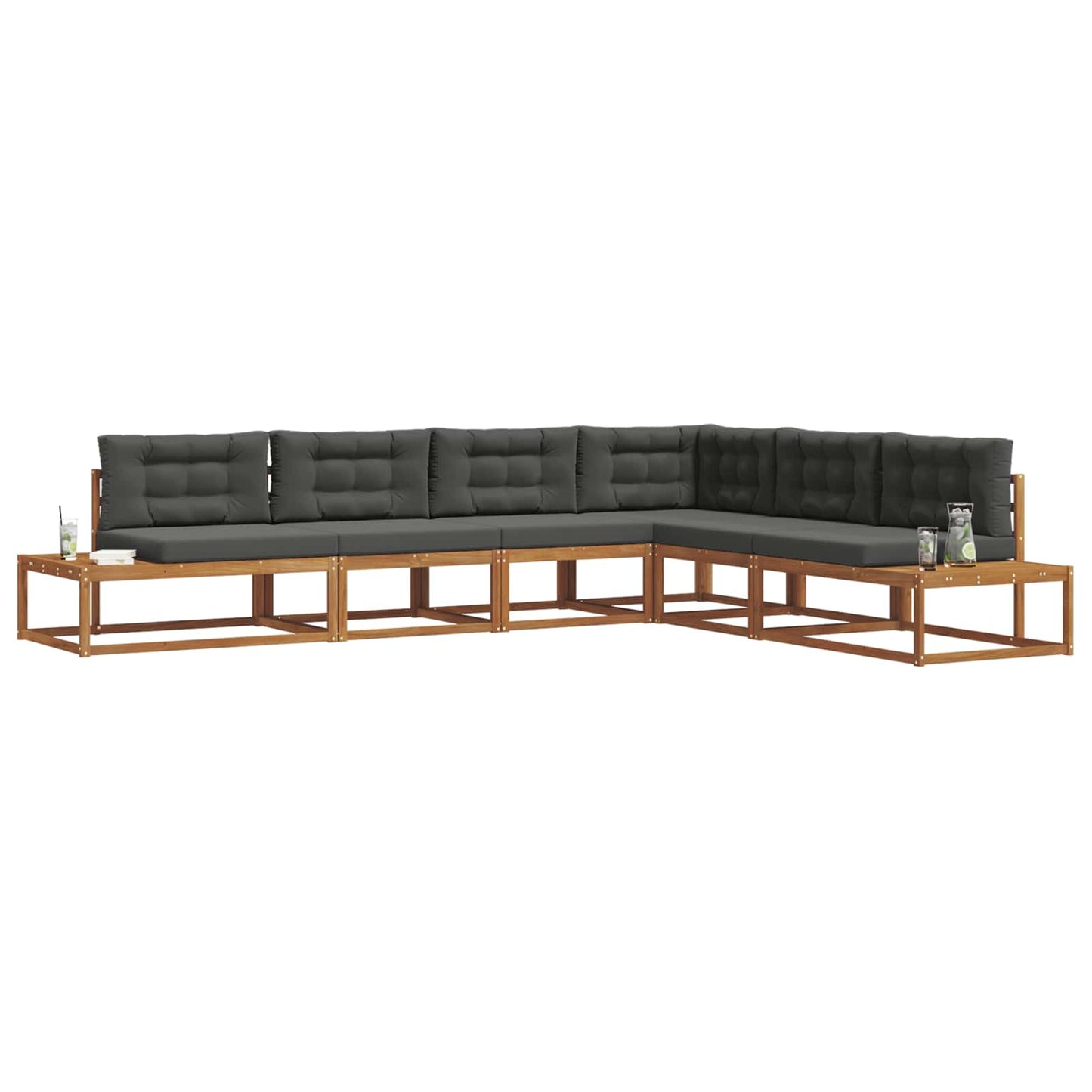 Outdoor-Sofagarnitur 6 Stk. Natur und Anthrazit