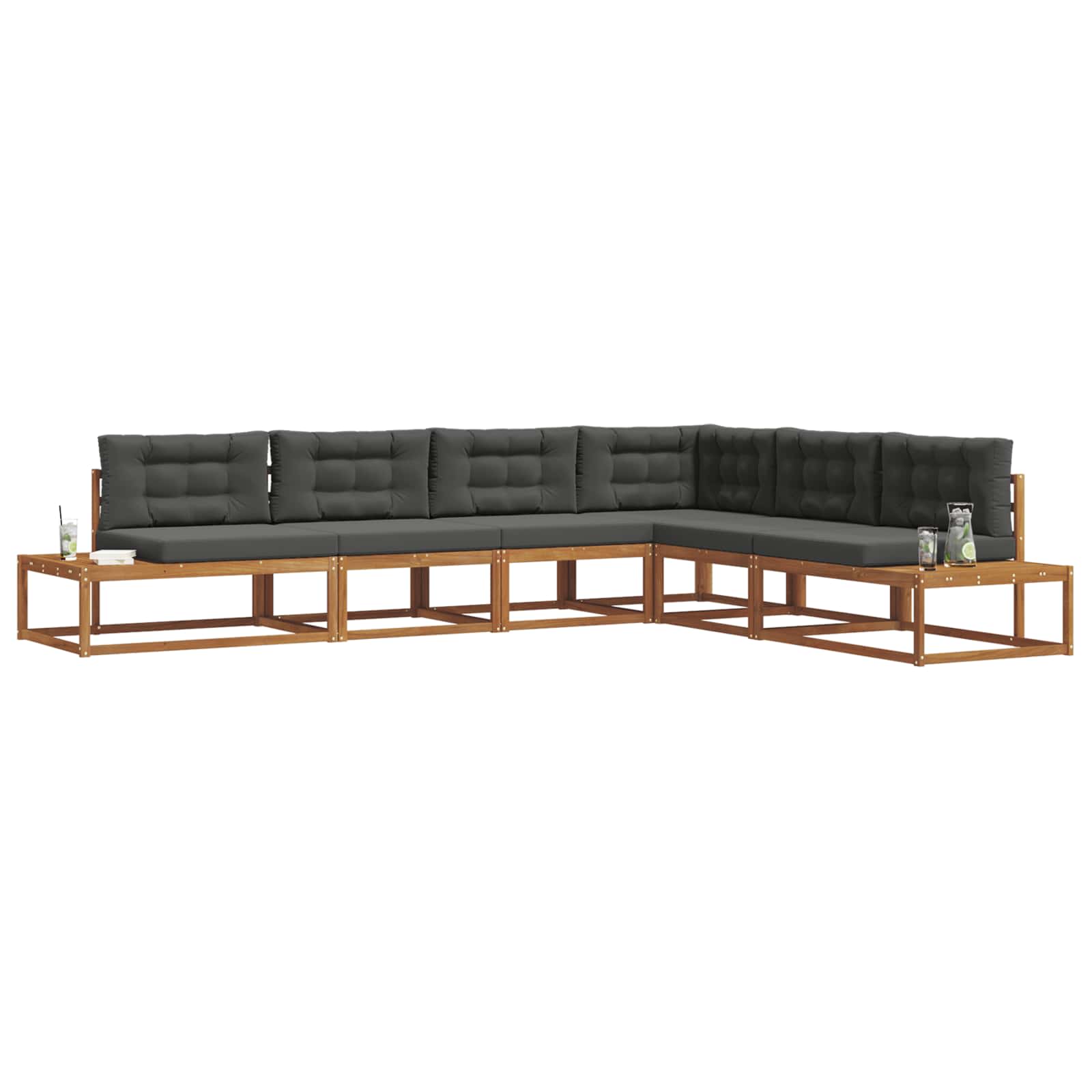 Outdoor-Sofagarnitur 6 Stk. Natur und Anthrazit