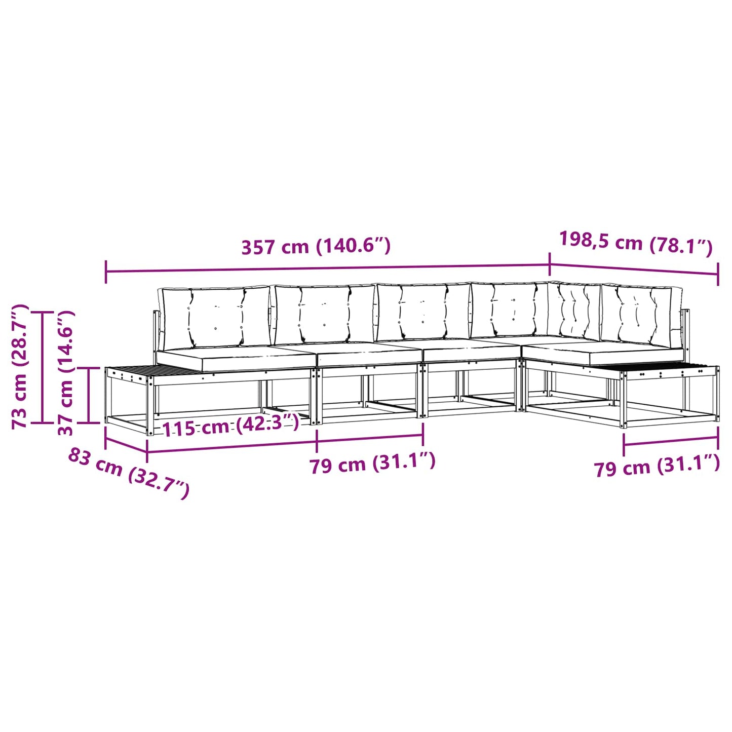 Outdoor-Sofagarnitur 6 Stk. Natur und Anthrazit