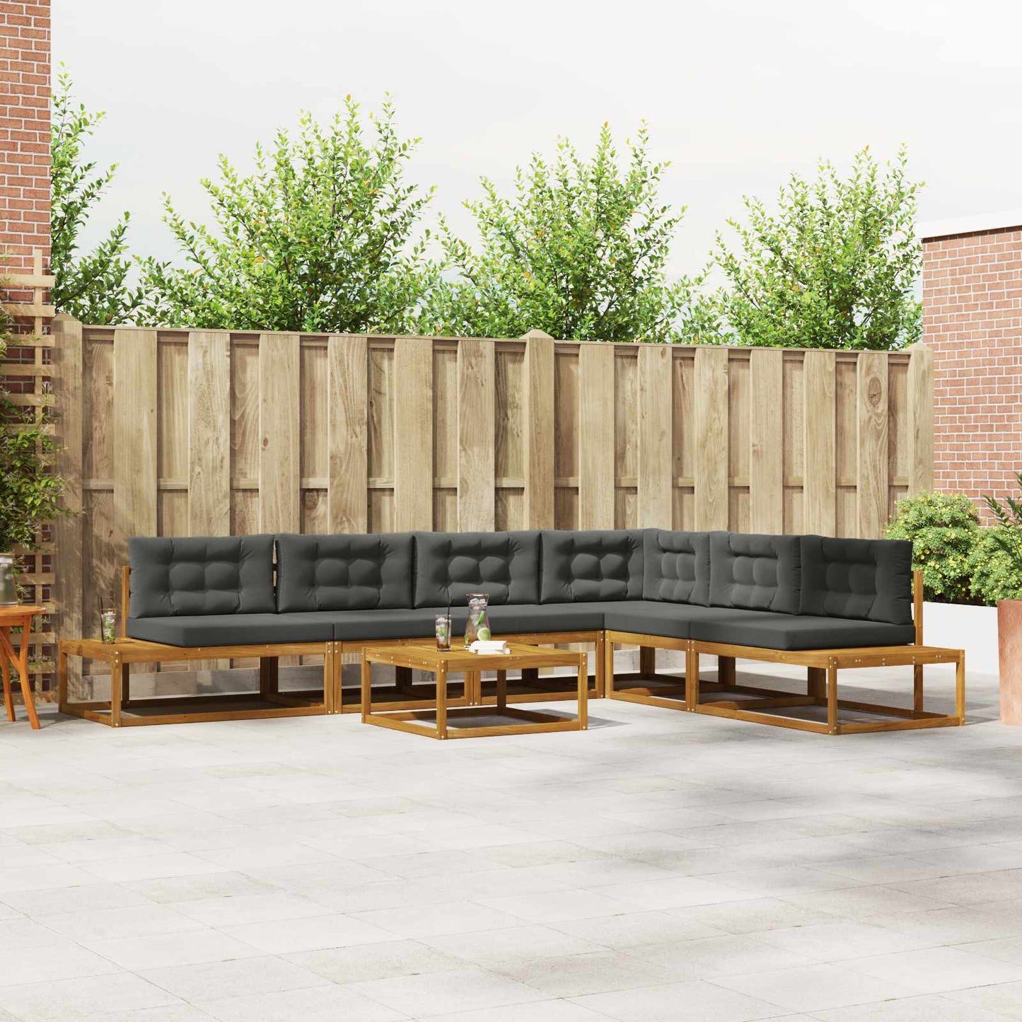 Outdoor-Sofagarnitur Natur und Anthrazit