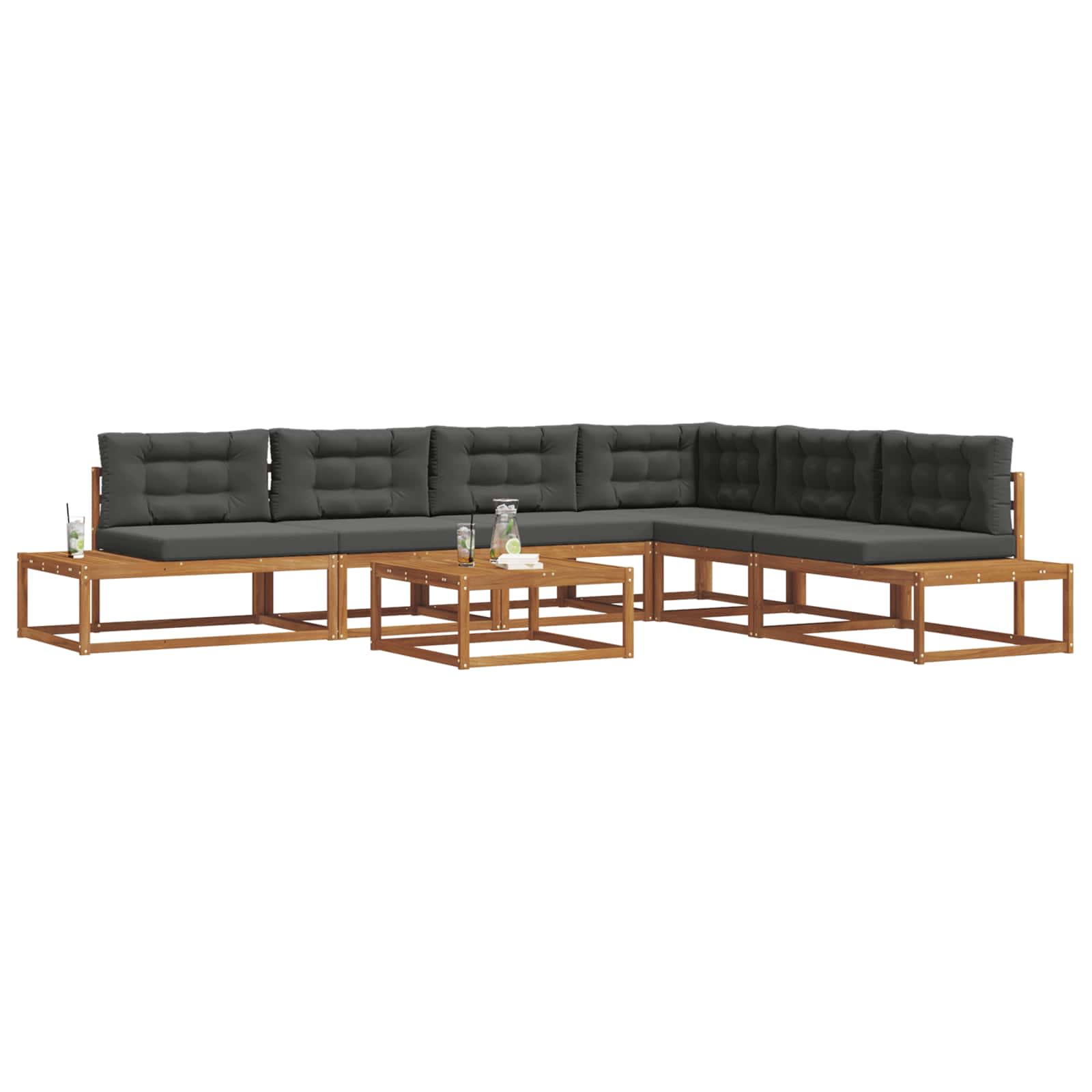 Outdoor-Sofagarnitur Natur und Anthrazit