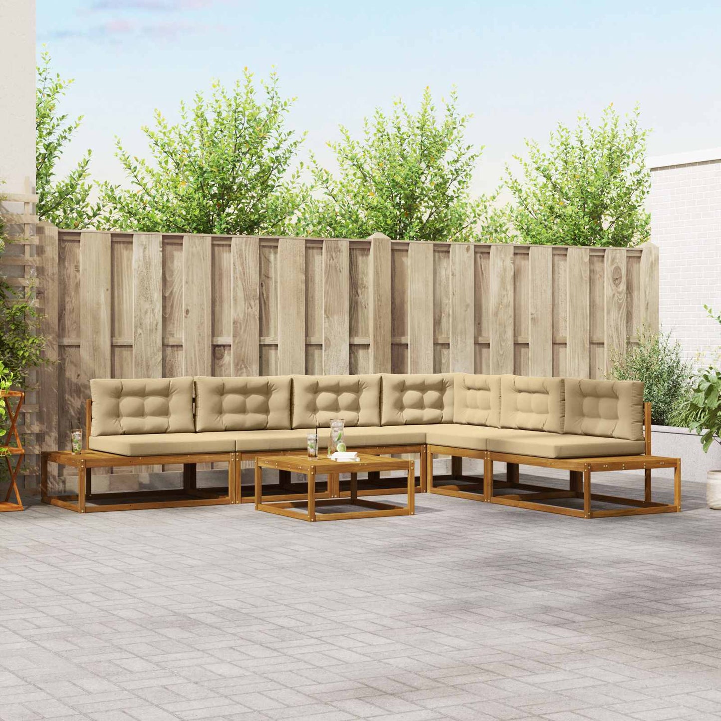 Outdoor-Sofagarnitur Natur und Beige