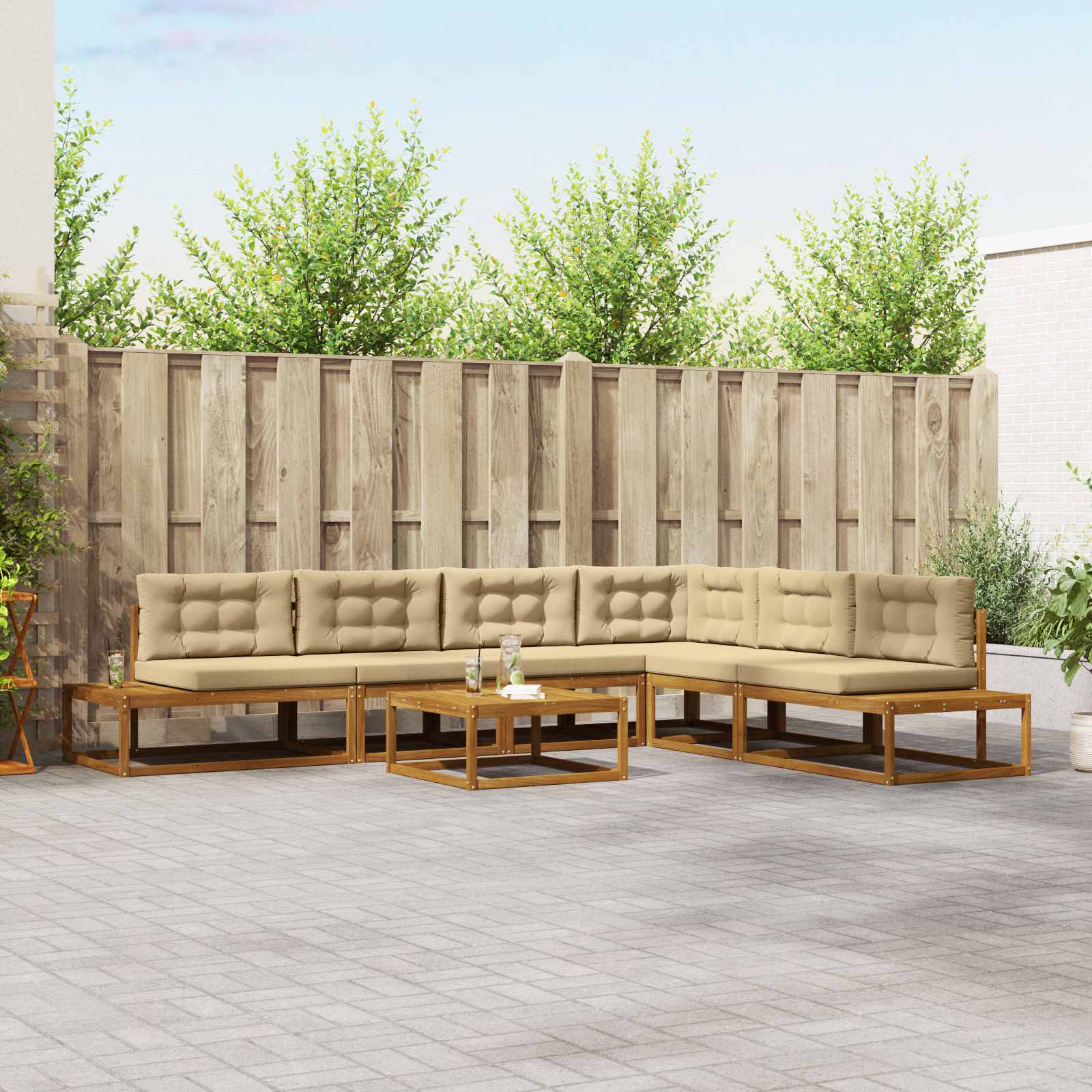 Outdoor-Sofagarnitur Natur und Beige