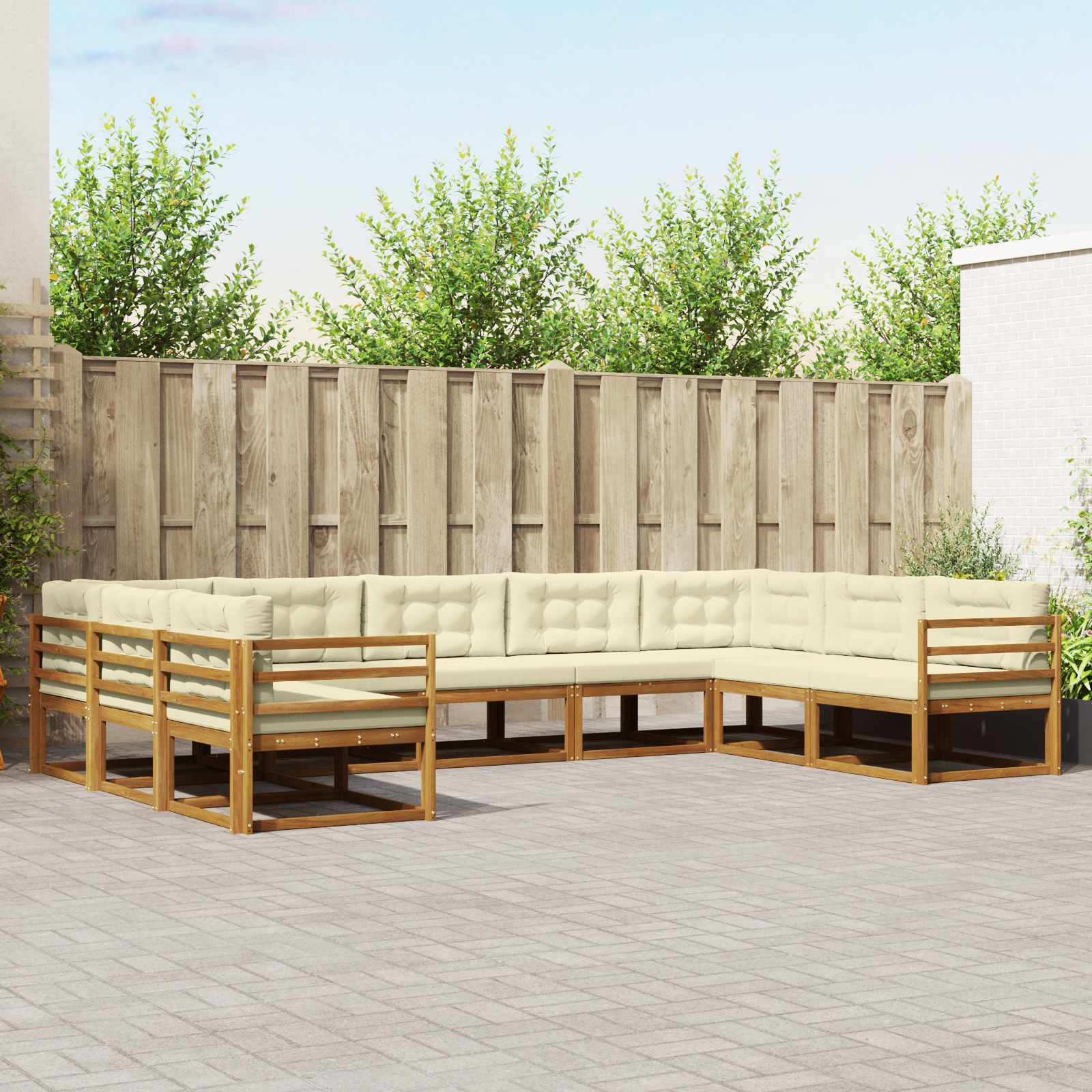 Outdoor-Sofagarnitur 9 stk. Natur und Creme