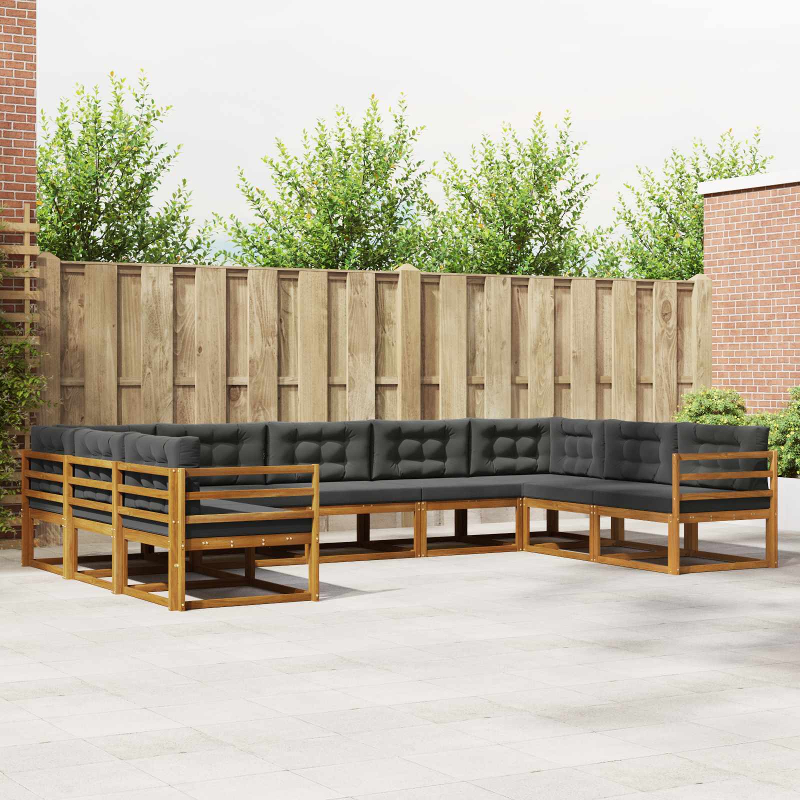 Outdoor-Sofagarnitur 9 stk. Natur und Anthrazit