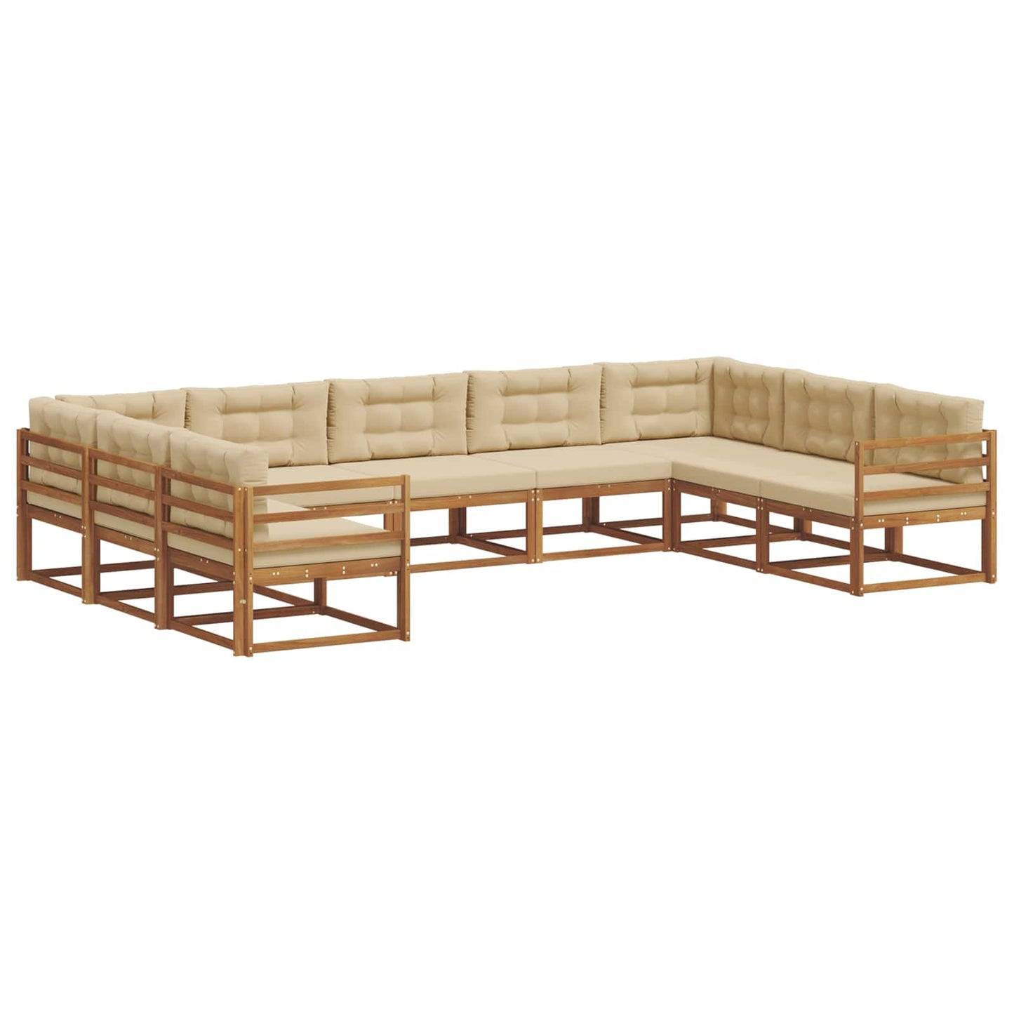 Outdoor-Sofagarnitur mit Kissen 9 pcs Natur und Beige