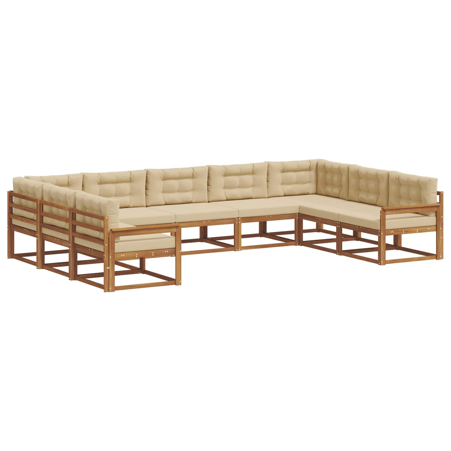 Outdoor-Sofagarnitur mit Kissen 9 pcs Natur und Beige
