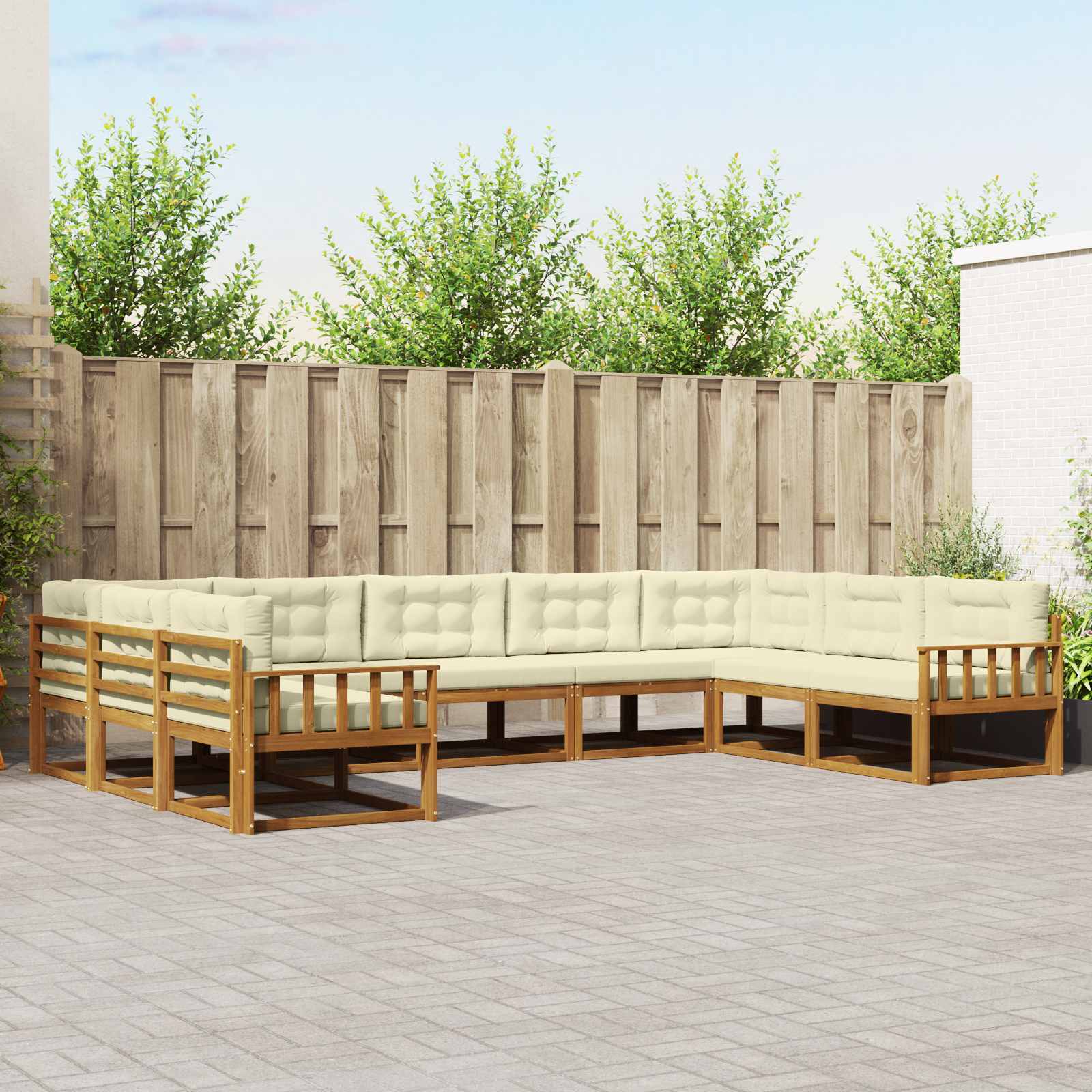 Outdoor-Sofagarnitur 9 stk. Natur und Creme