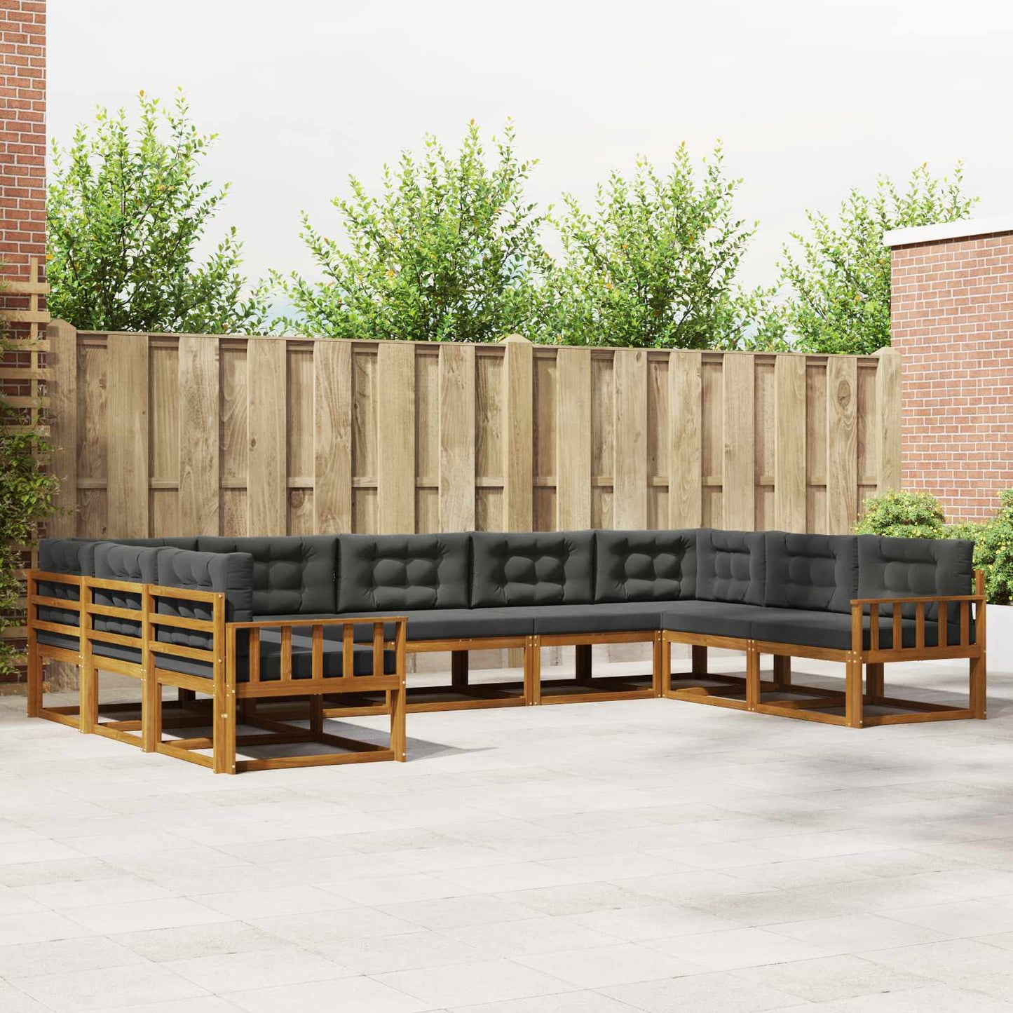 Outdoor-Sofagarnitur 9 stk. Natur und Anthrazit