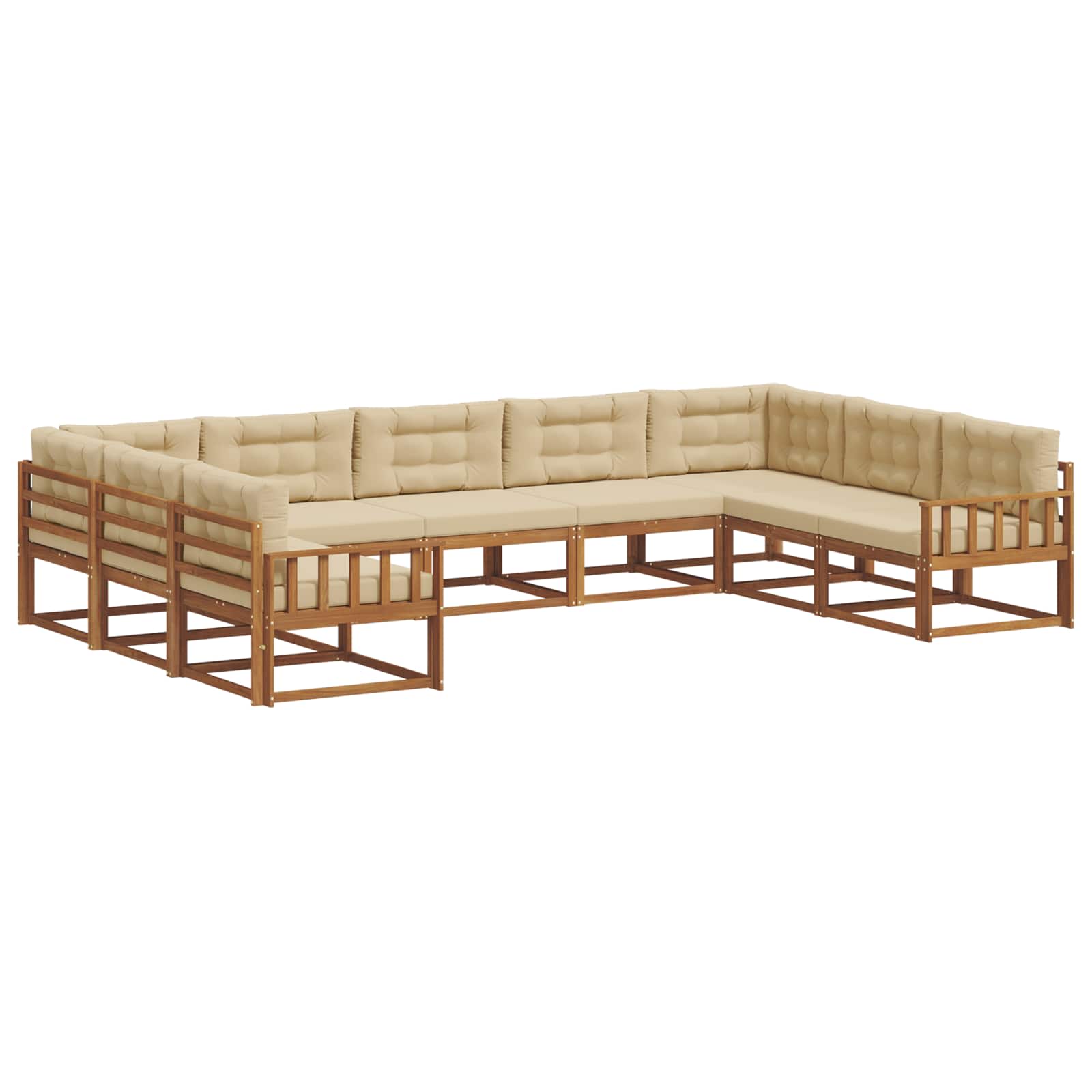 Outdoor-Sofagarnitur mit Kissen 9 pcs Natur und Beige