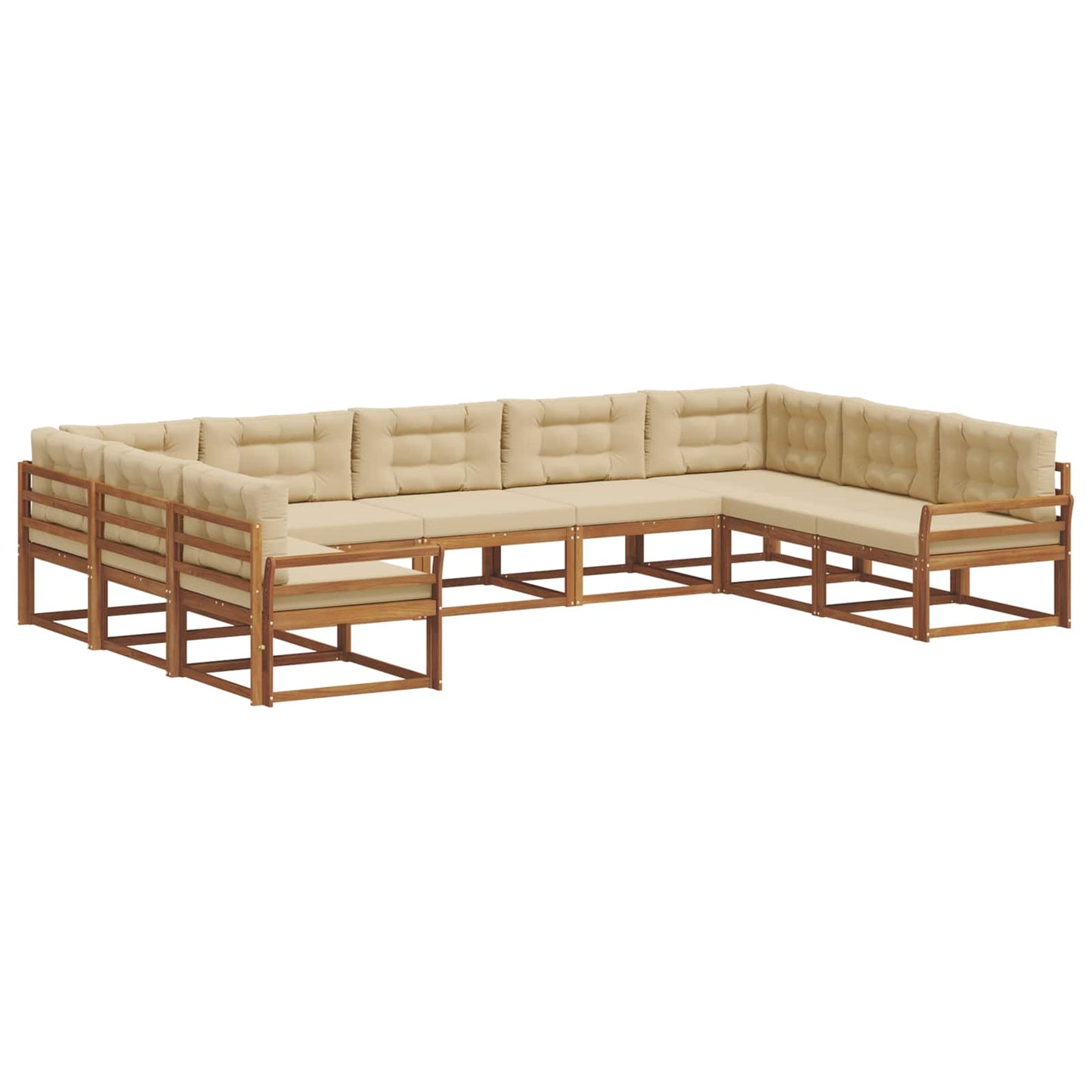 Outdoor-Sofagarnitur mit Kissen 9 pcs Natur und Beige