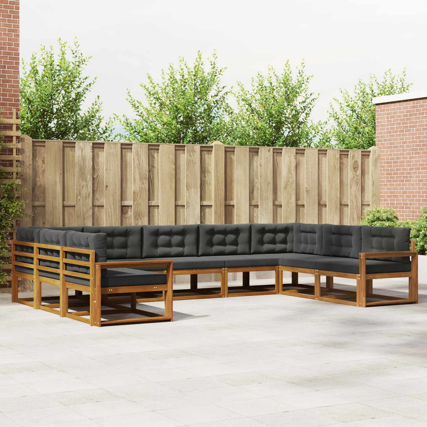 Outdoor-Sofagarnitur 9 stk. Natur und Anthrazit