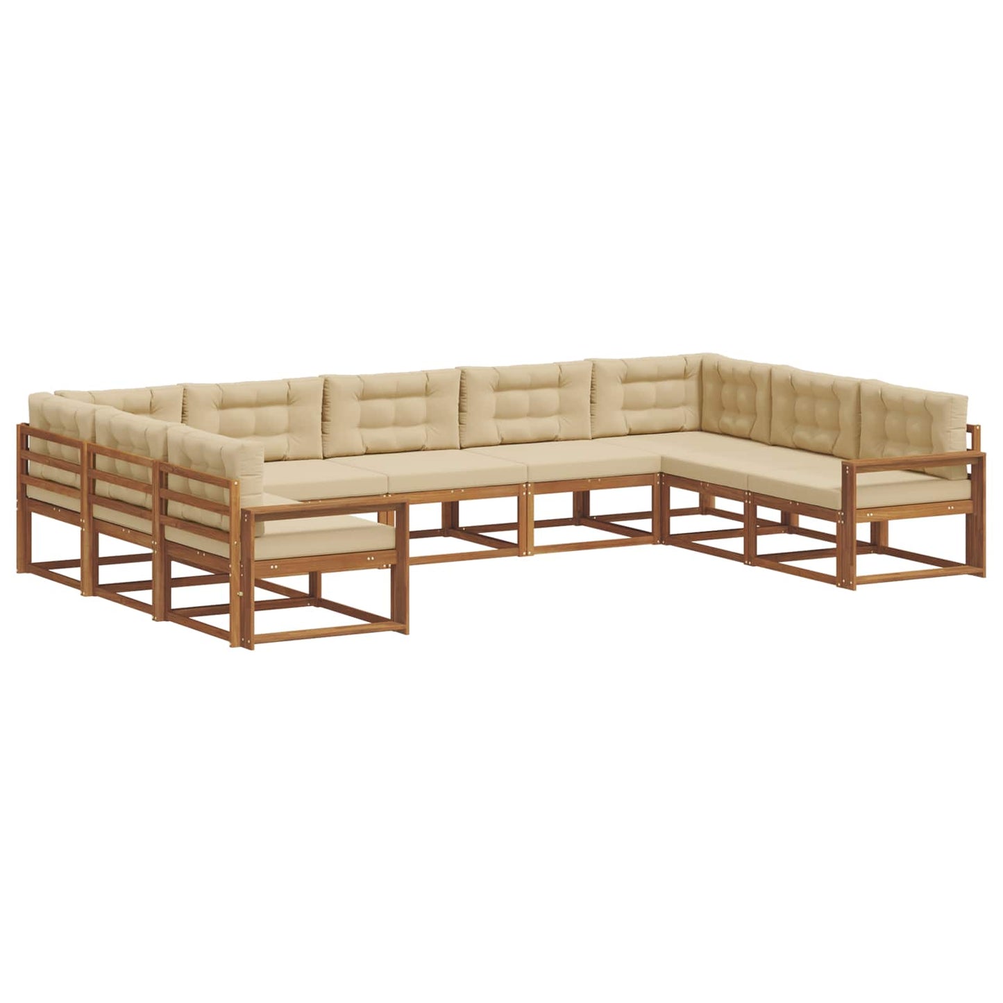 Outdoor-Sofagarnitur mit Kissen 9 pcs Natur und Beige