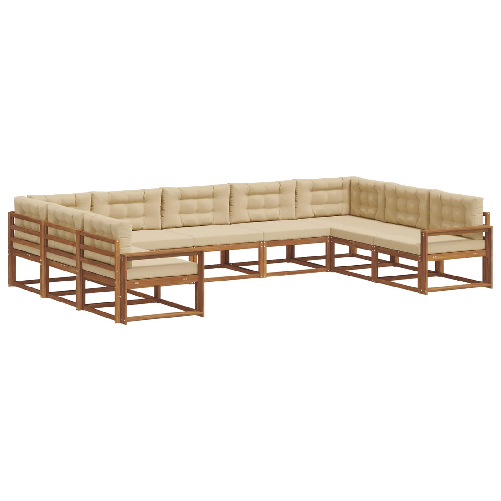 Outdoor-Sofagarnitur mit Kissen 9 pcs Natur und Beige
