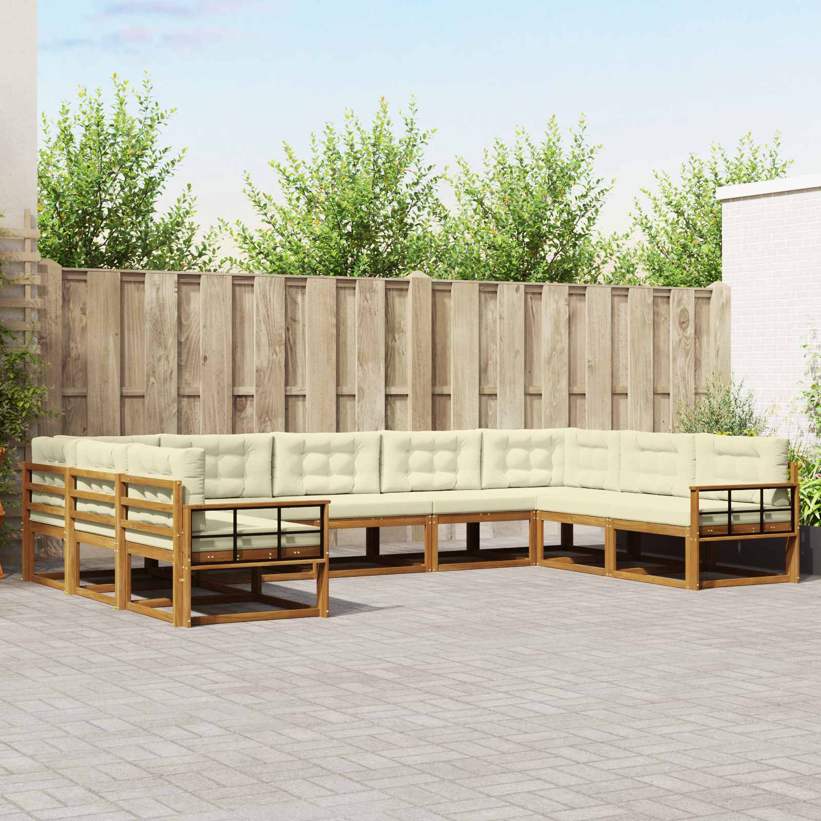 Outdoor-Sofagarnitur 9 stk. Natur und Creme