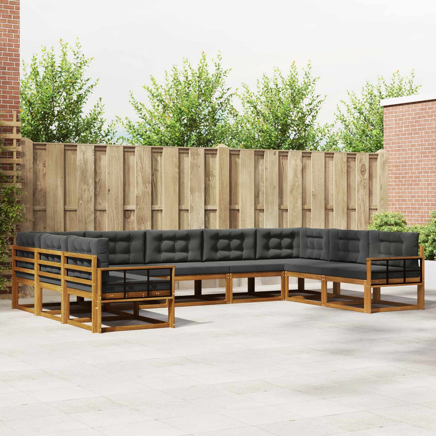 Outdoor-Sofagarnitur 9 stk. Natur und Anthrazit