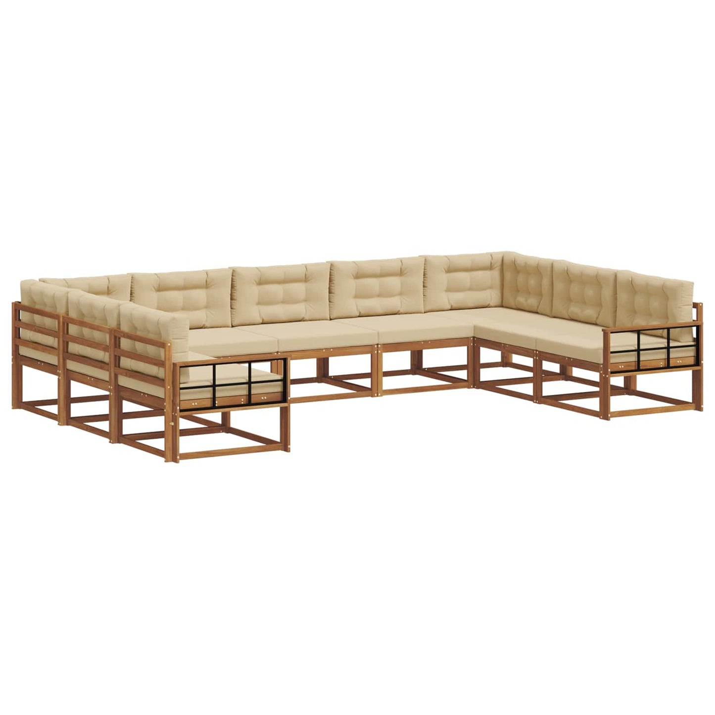Outdoor-Sofagarnitur mit Kissen 9 pcs Natur und Beige