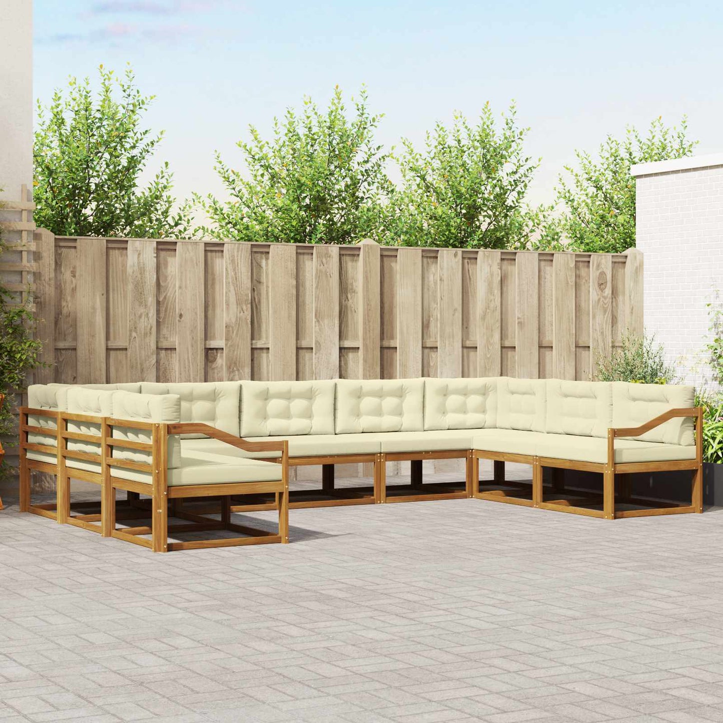 Outdoor-Sofagarnitur 9 stk. Natur und Creme