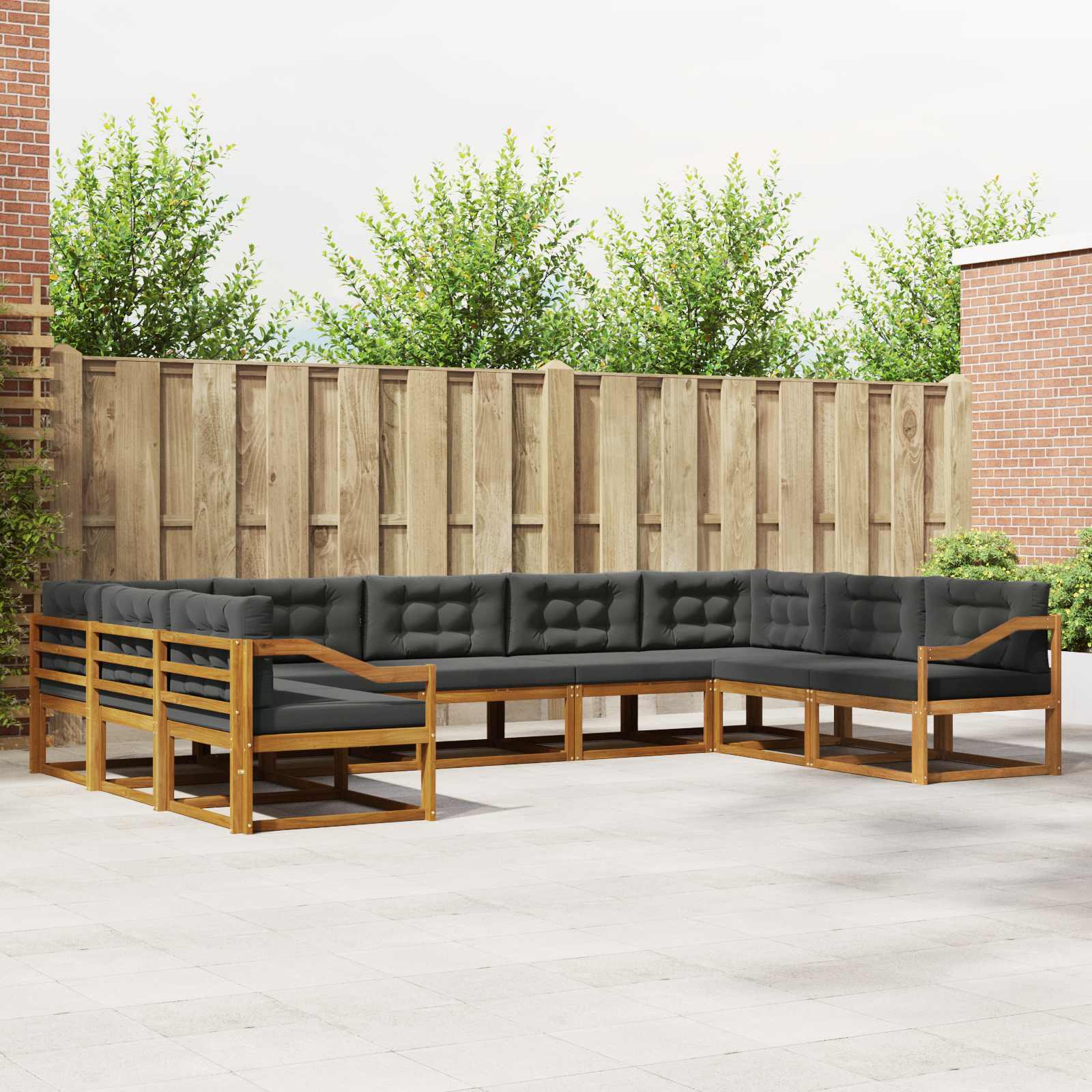Outdoor-Sofagarnitur 9 stk. Natur und Anthrazit