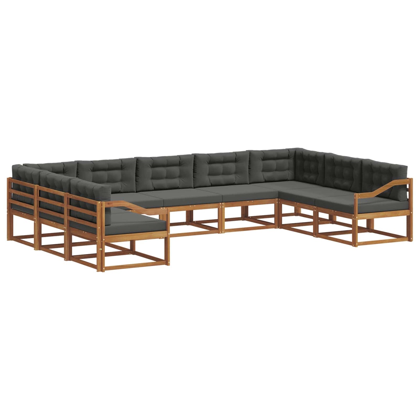 Outdoor-Sofagarnitur 9 stk. Natur und Anthrazit