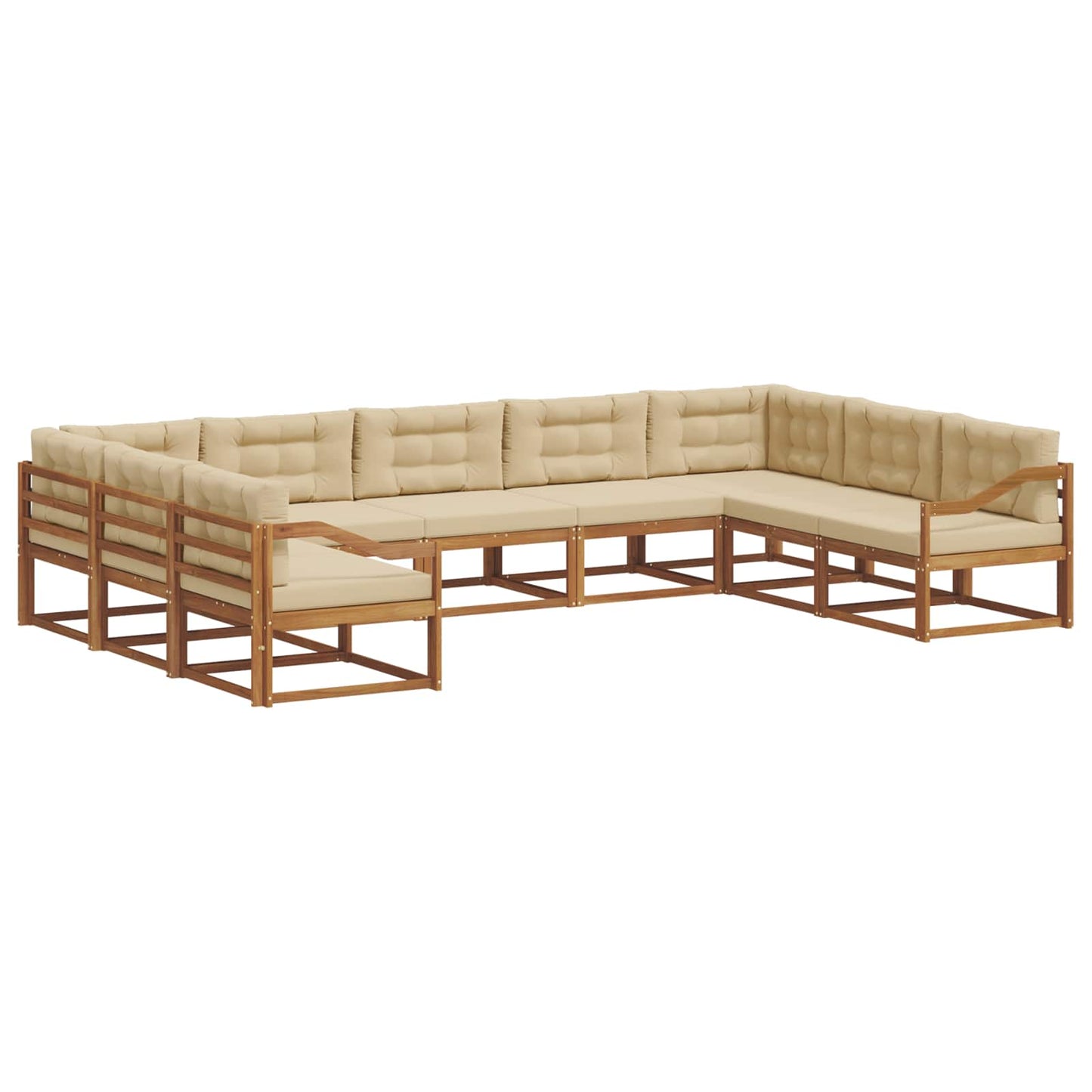 Outdoor-Sofagarnitur mit Kissen 9 pcs Natur und Beige