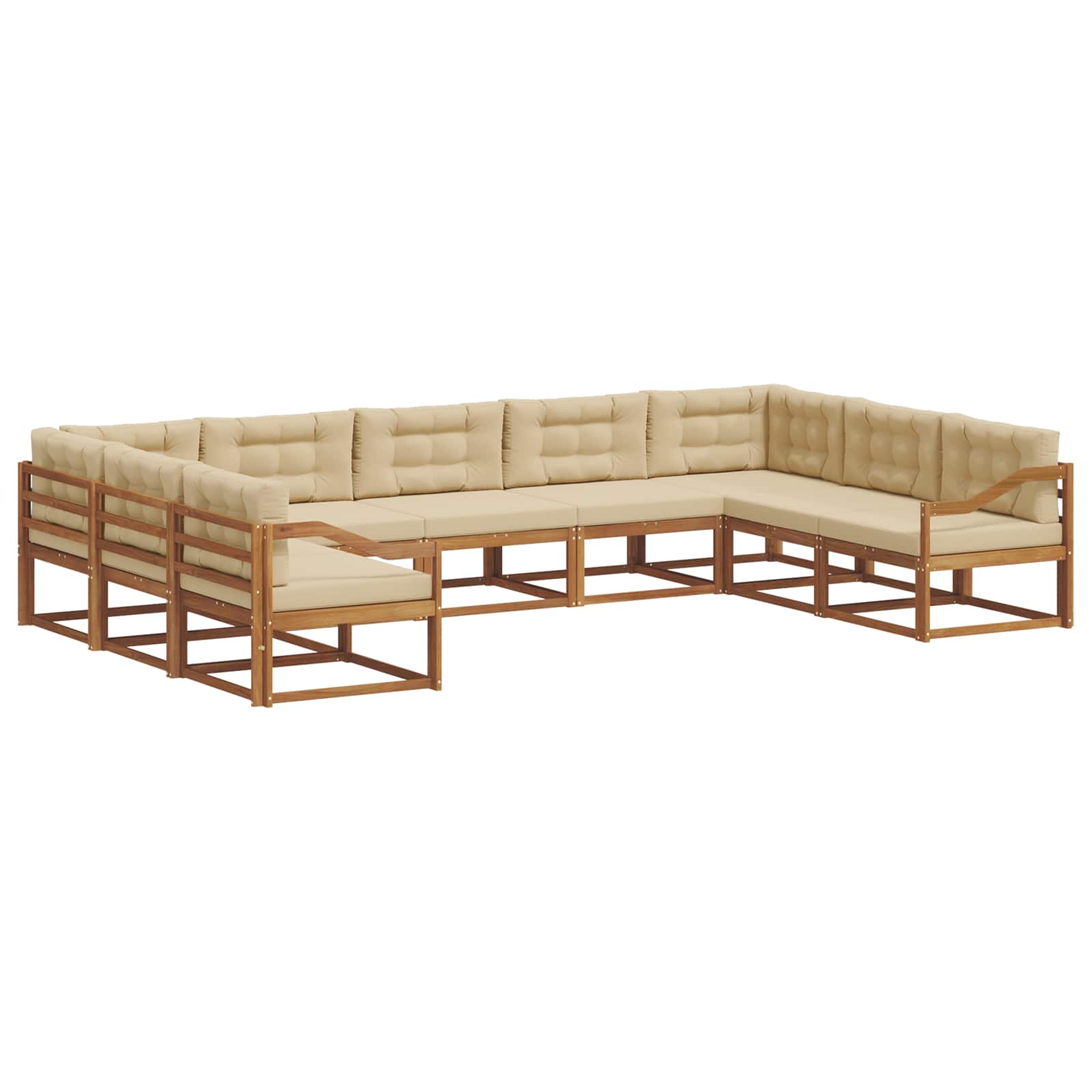 Outdoor-Sofagarnitur mit Kissen 9 pcs Natur und Beige