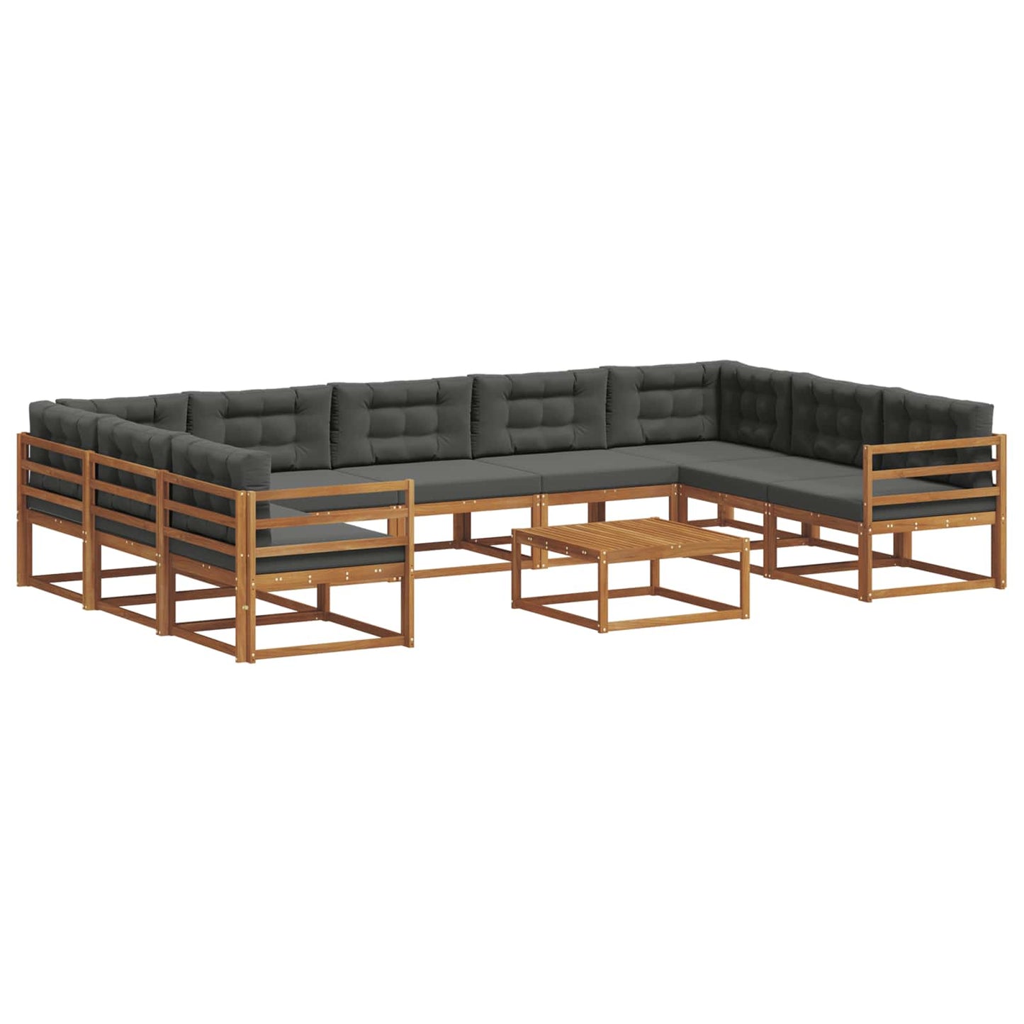 Outdoor-Sofagarnitur mit Kissen 10 pcs Natur und Anthrazit