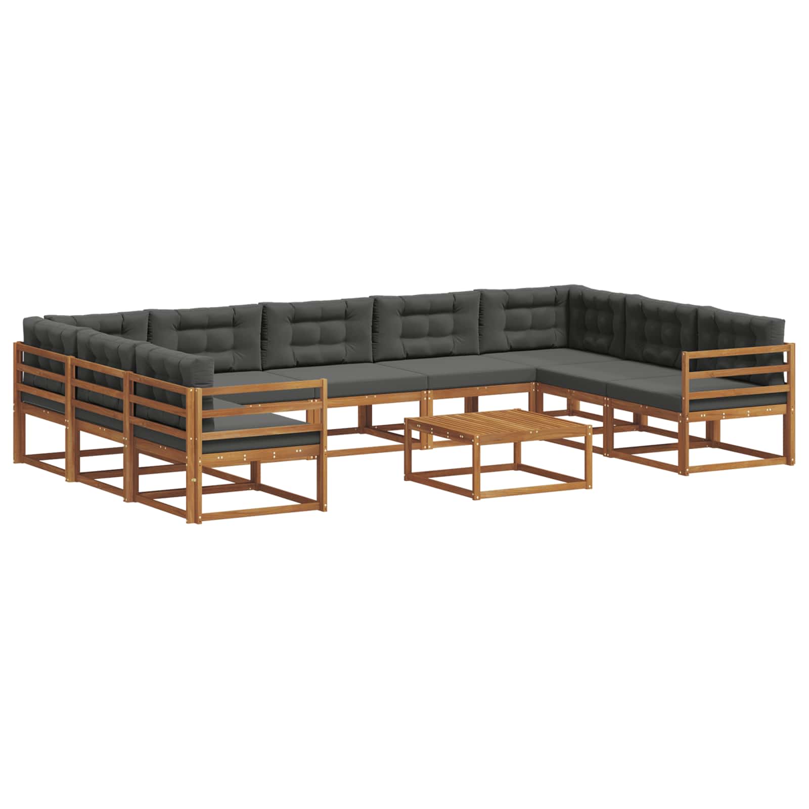 Outdoor-Sofagarnitur mit Kissen 10 pcs Natur und Anthrazit