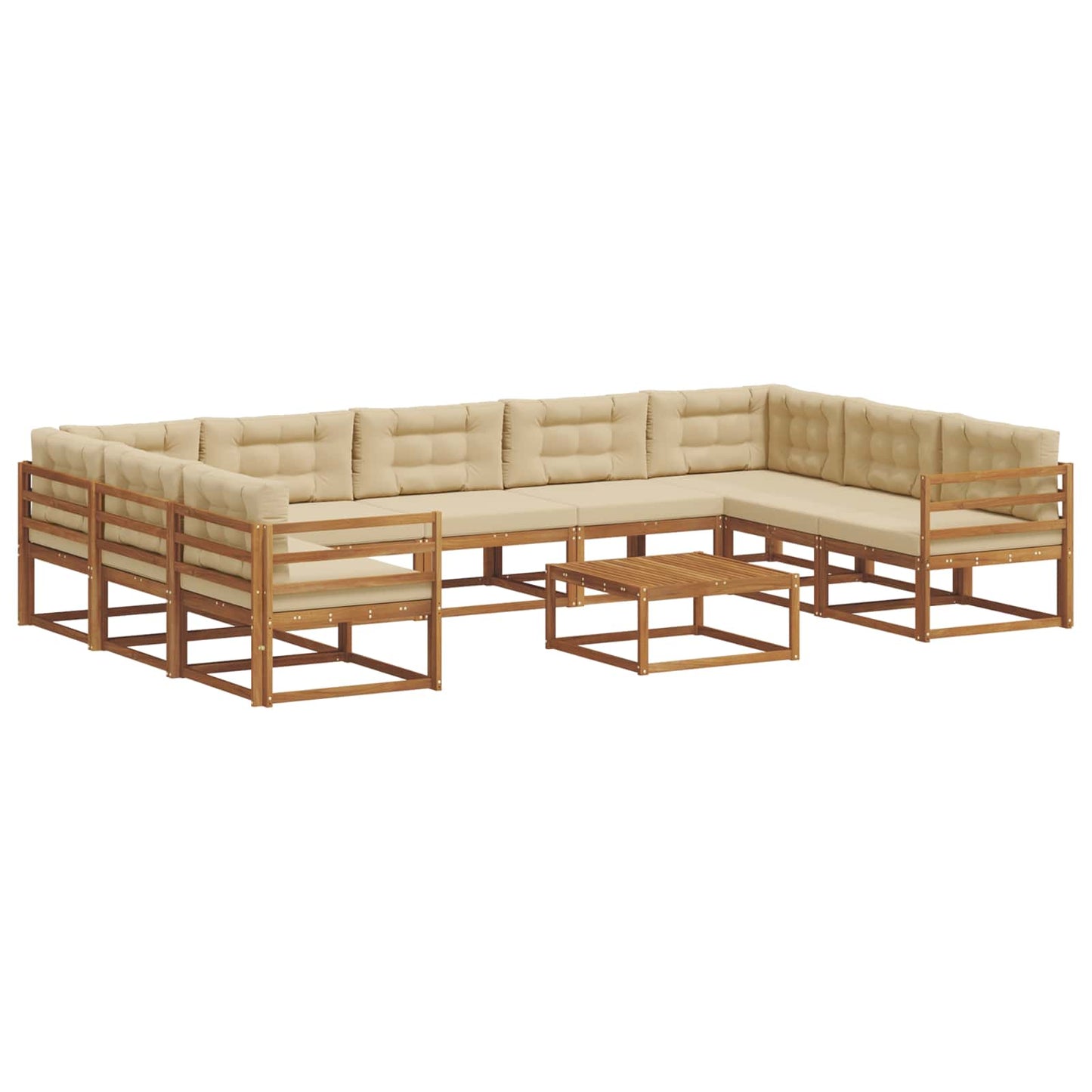 Outdoor-Sofagarnitur mit Kissen 10 pcs Natur und Beige
