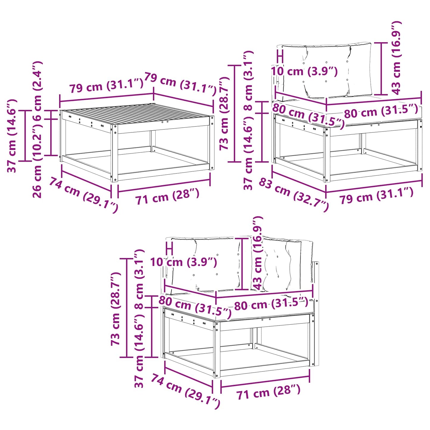 Outdoor-Sofagarnitur mit Kissen 10 pcs Natur und Beige