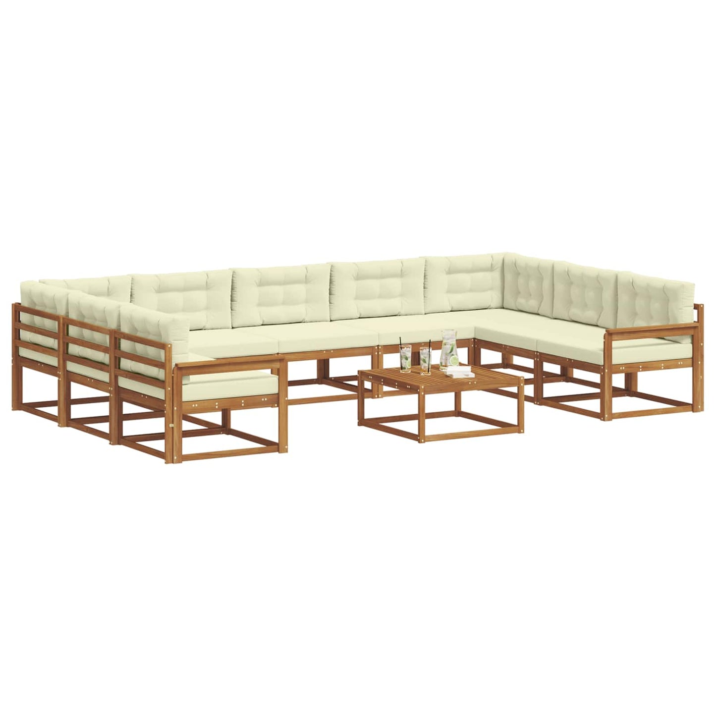 Outdoor-Sofagarnitur mit Kissen 10 pcs Natur und Creme