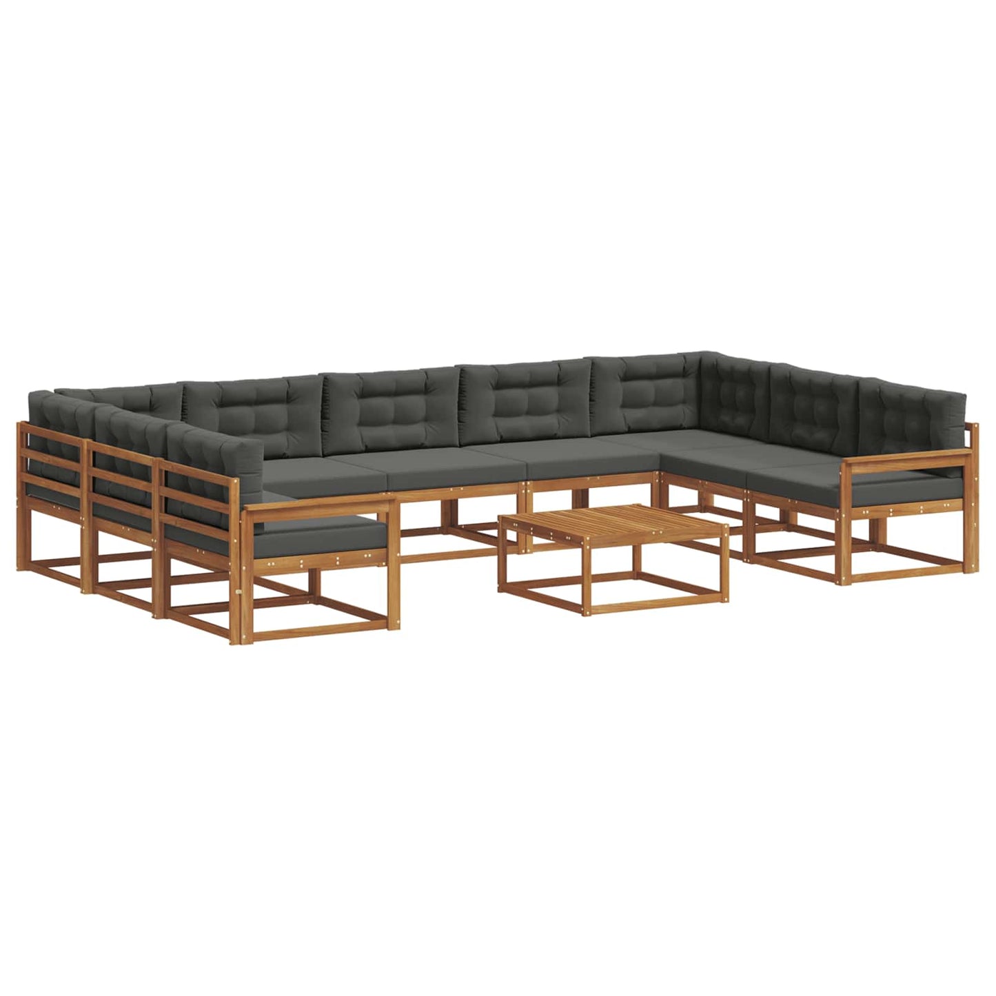 Outdoor-Sofagarnitur mit Kissen 10 pcs Natur und Anthrazit